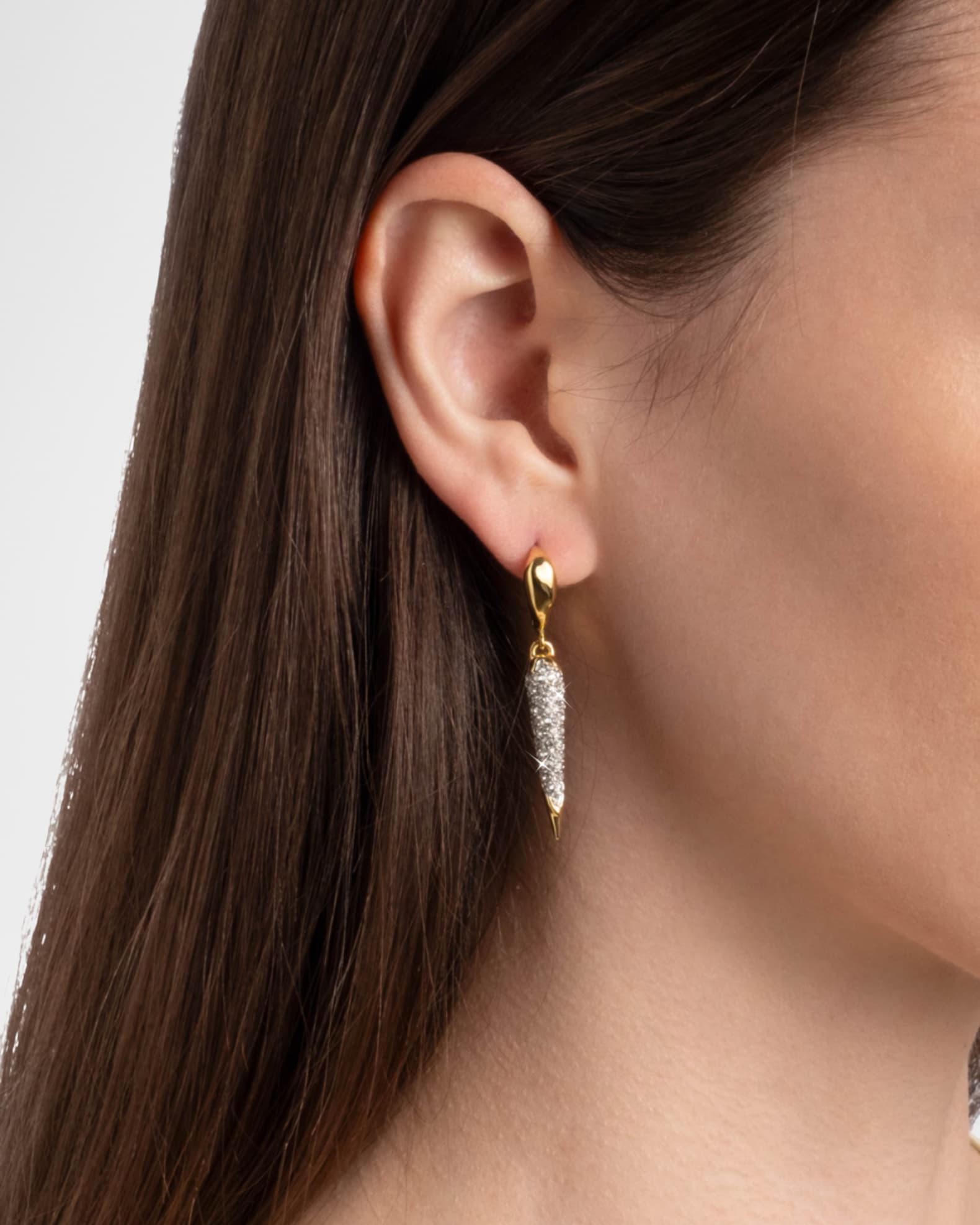 Solanales Gold-Plated Crystal Spear Earrings  1