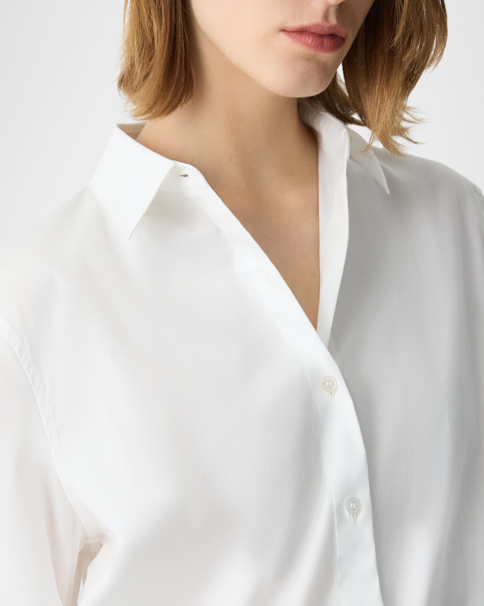 Theory Fixed-Sleeve Poplin Top | Neiman Marcus