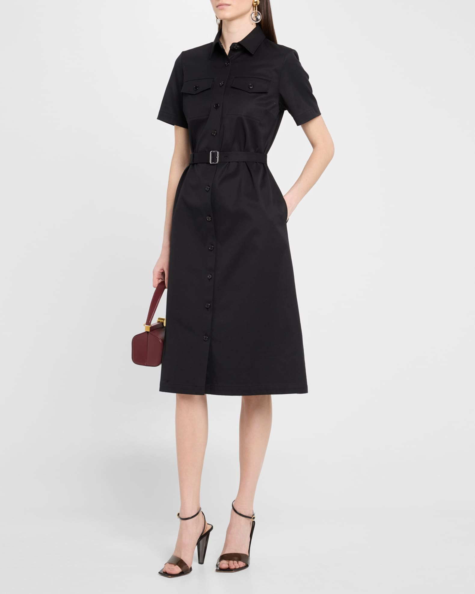 Short-Sleeve Military Chino Midi Dress 1