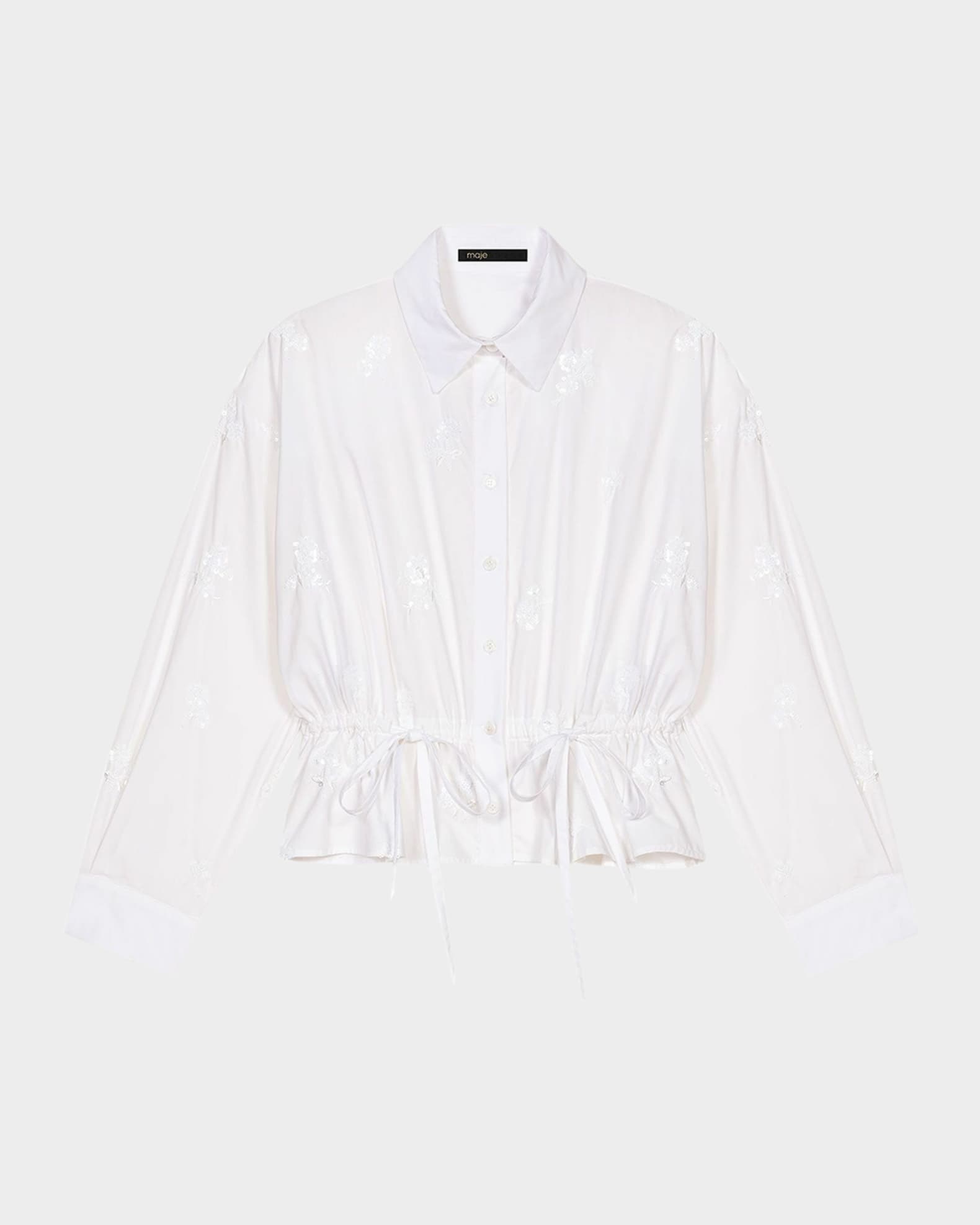 Sequined Peplum-Hem Shirt 0