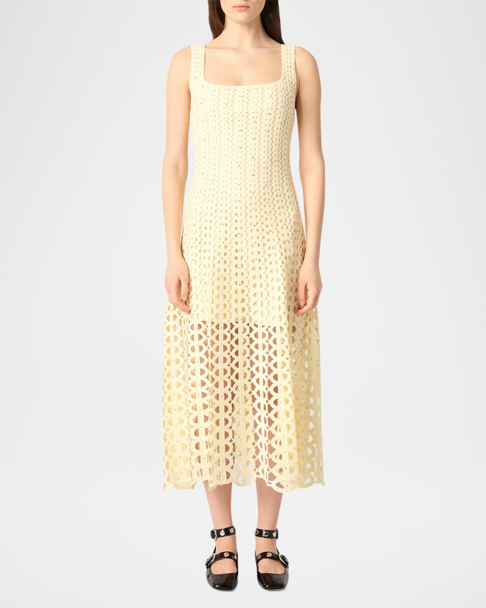 Russelking Embellished Open-Knit Midi Dress 1