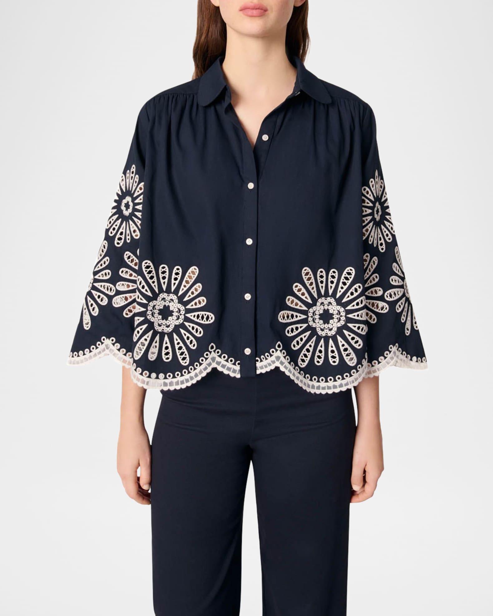 シャツ (mag.by c)FLOWER EMBROIDERY SHIRTS mag.by c)FLOWER EMBROIDERY SHIRTS（シャツ/ブラウス）｜ROSE