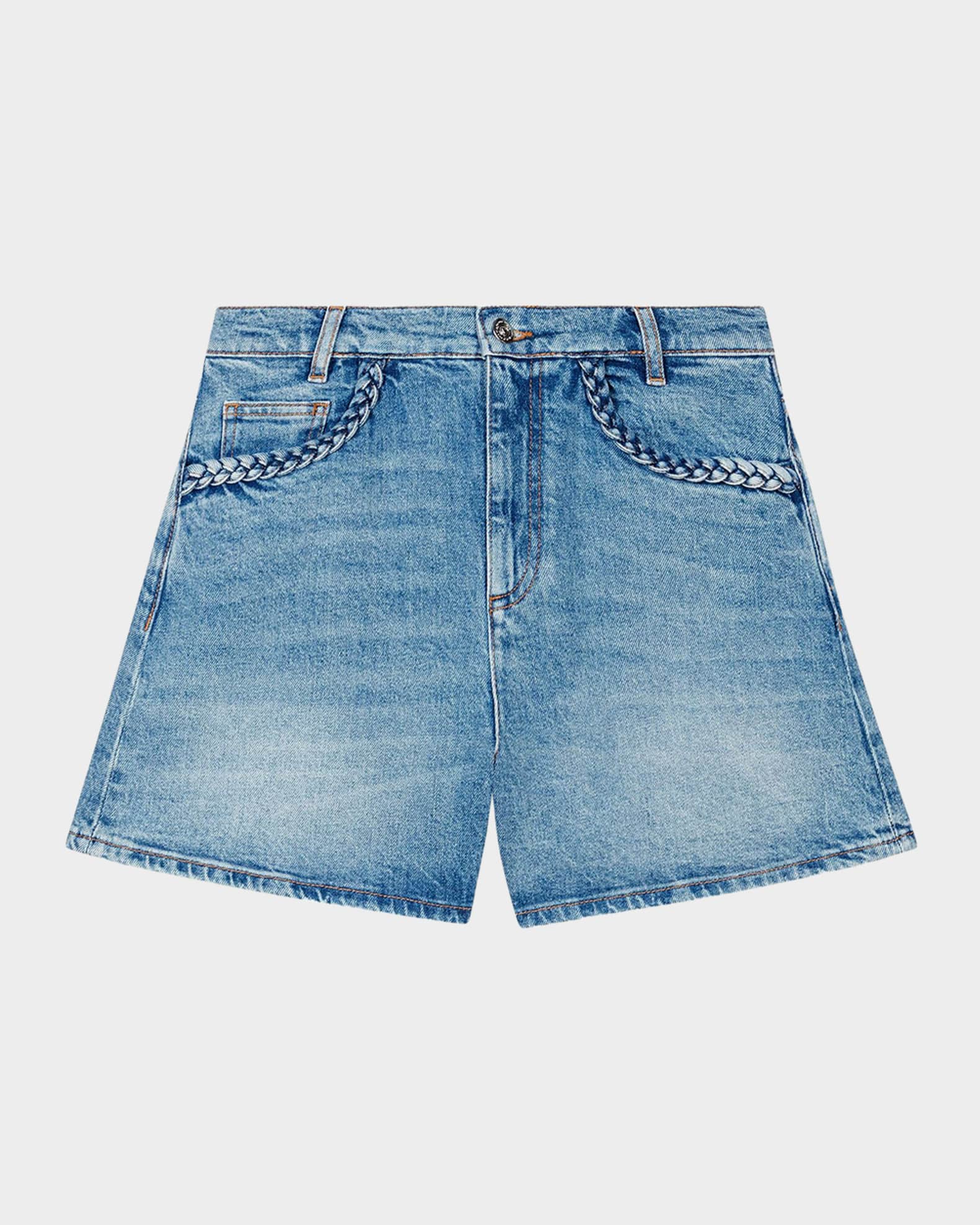 Ipochetresse Braided Denim Shorts 0