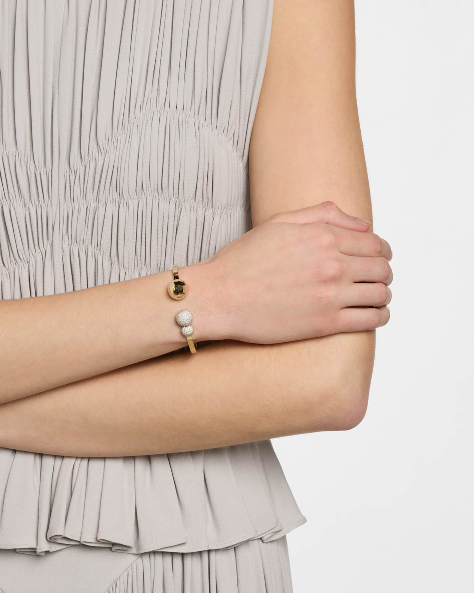 14K Yellow Gold Diamond Ball Cuff Bracelet 1
