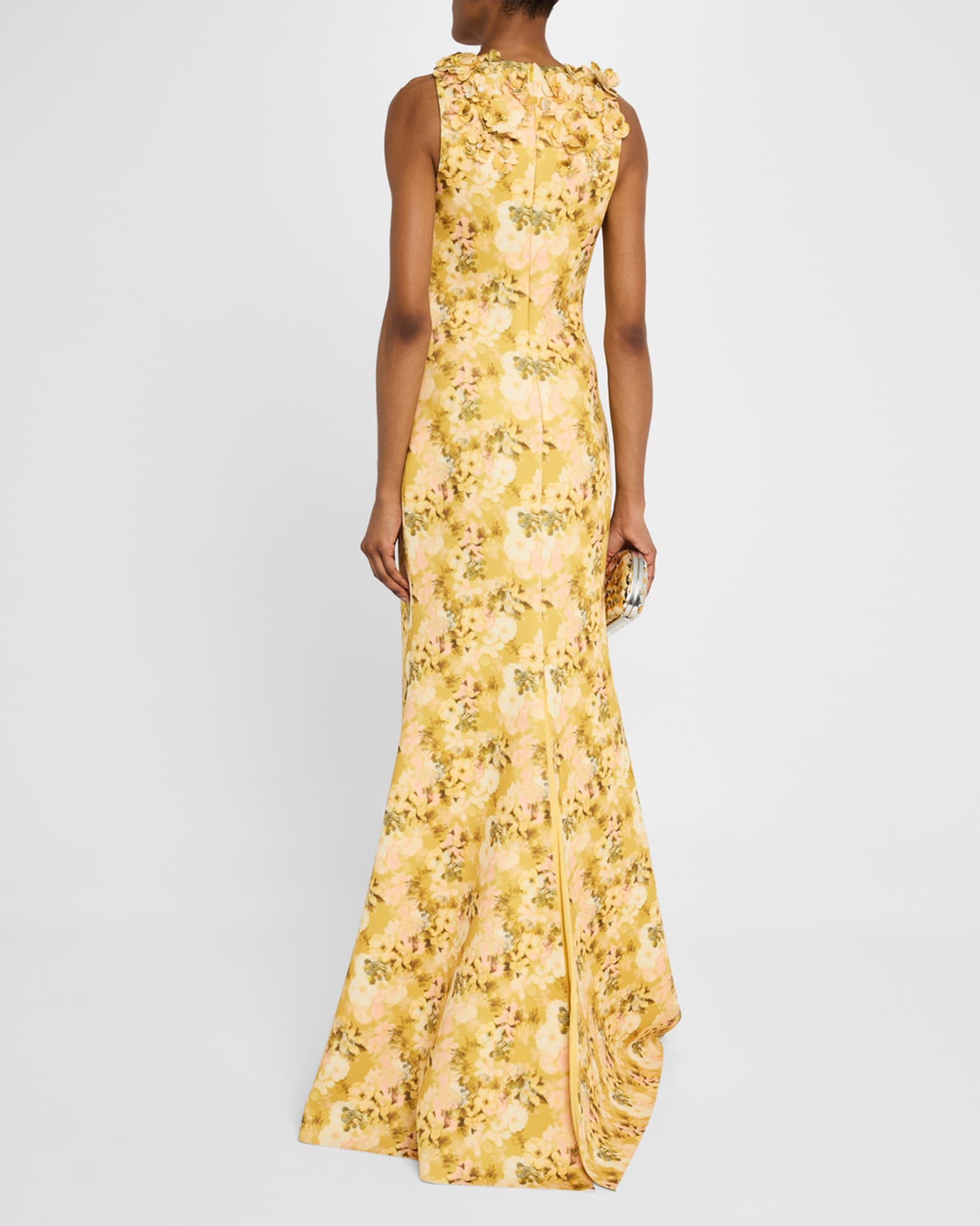 *Badgley Mischka* フローラルマキシドレス Badgley Mischka Collection Floral-Print Scuba Trumpet Gown