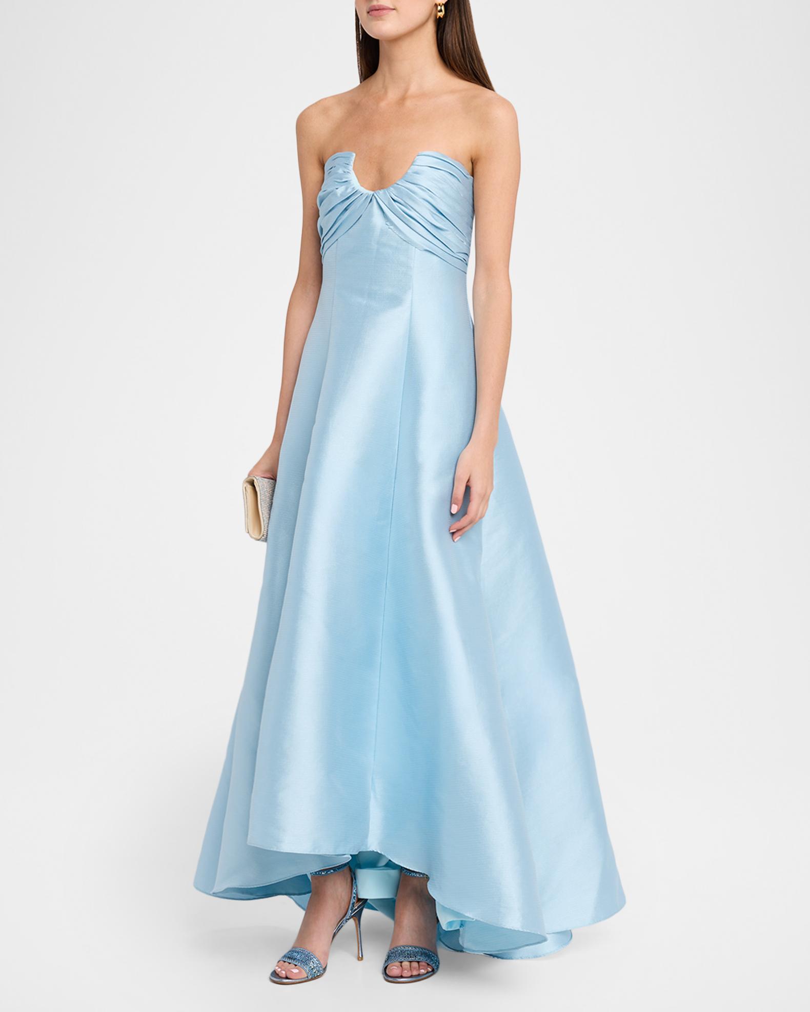 badgley mischka formal dresses Pebble Gazar Strapless Gown - Hydra Blue colour: black-sparkly-long-sleeve-ruched-bodycon-midi-dress