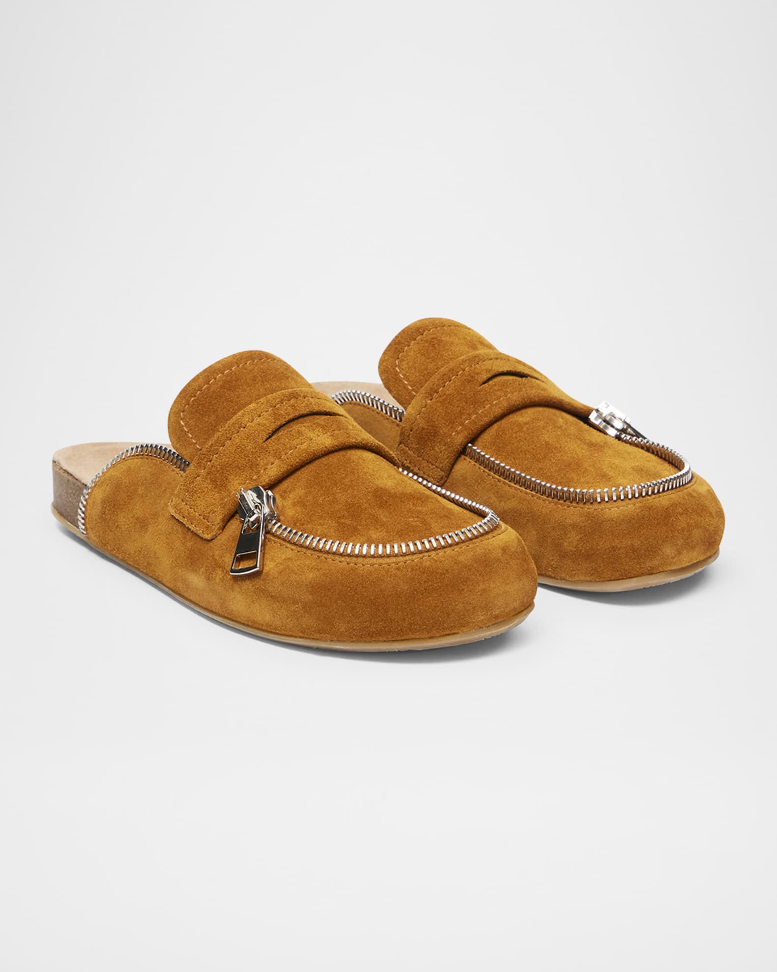 Biker Suede Zipper Penny Loafer Mules 0
