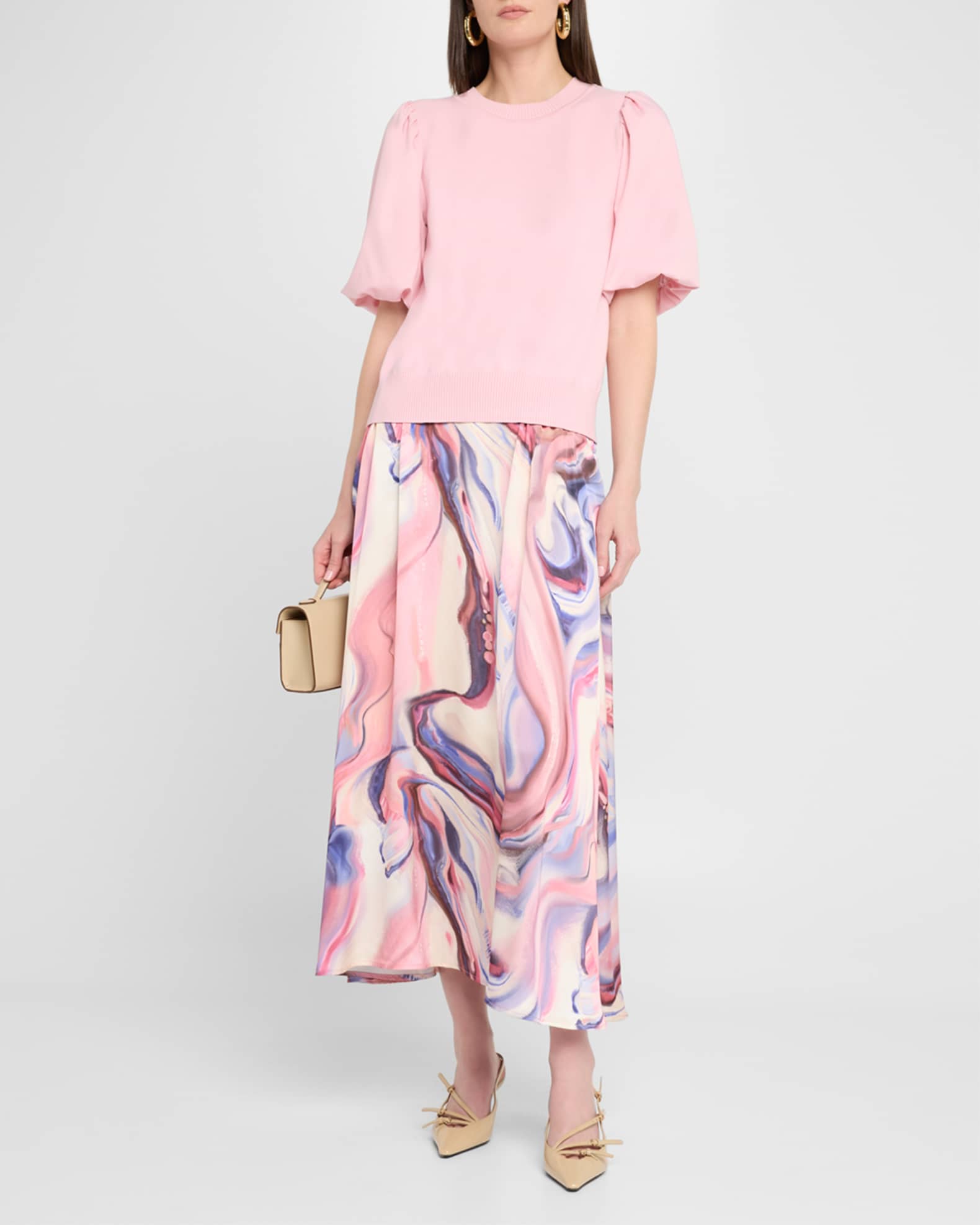 Heritage Fit Puff-Sleeve Mixed Media top 1