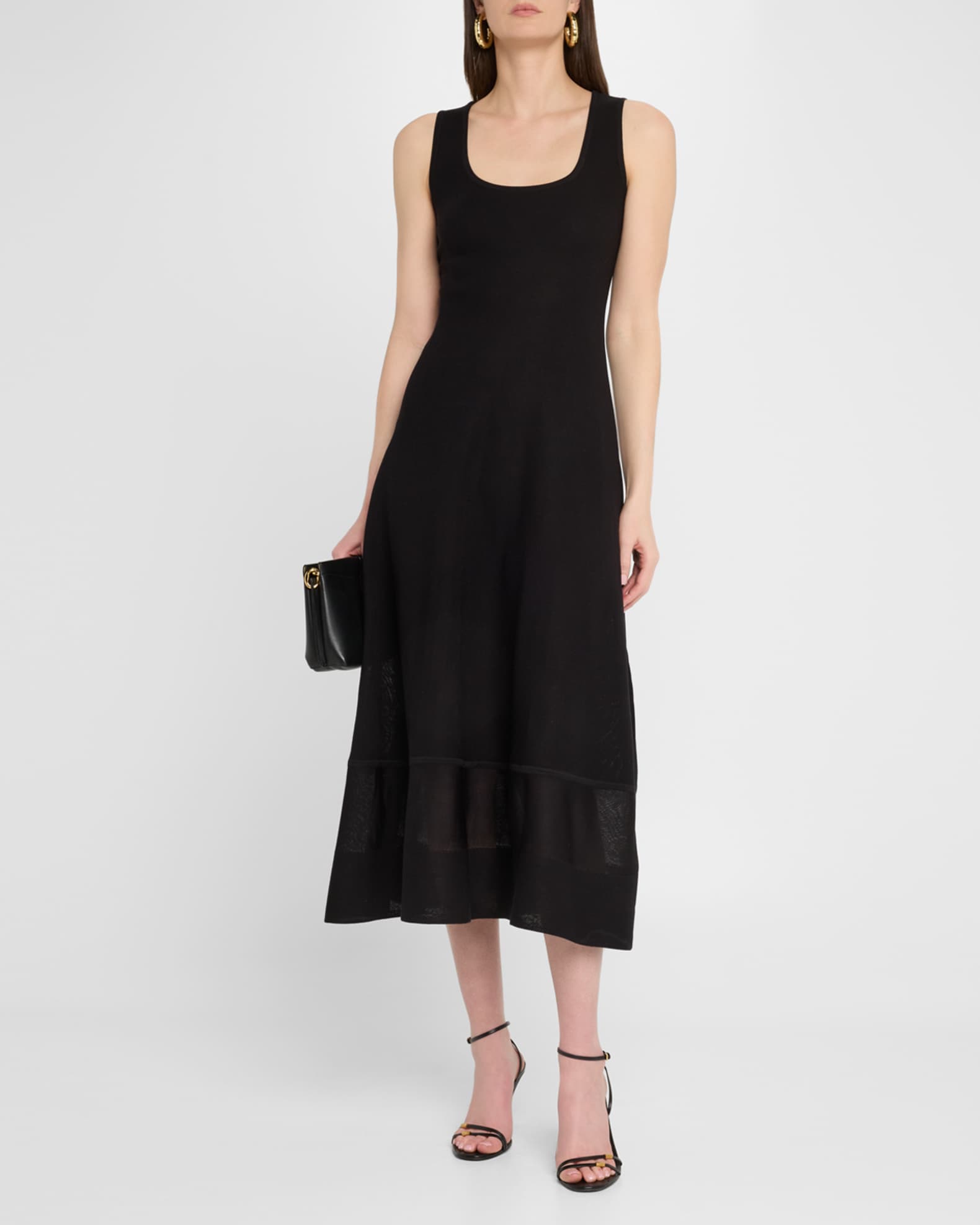 Modern-Fit Sheer Inset Knit Midi Dress 1