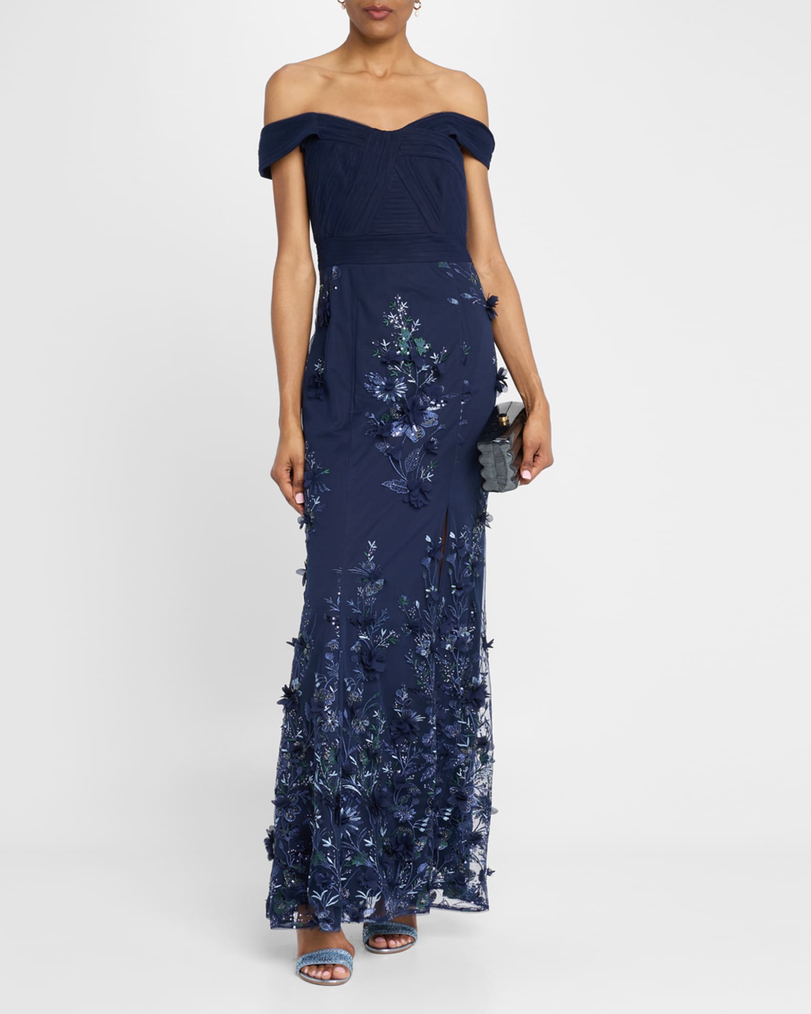 Embellished Floral-Embroidered Gown 1