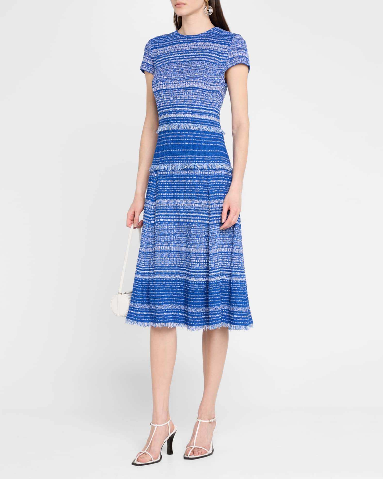 Modern-Fit Melange Tweed Knit Midi Dress 1