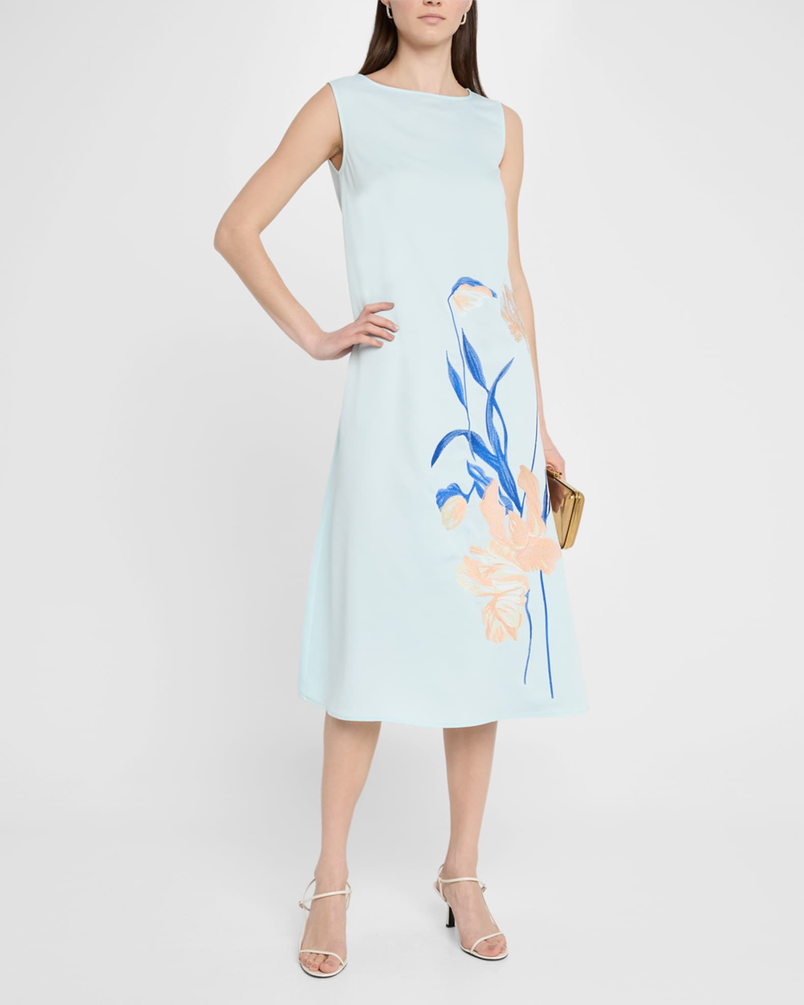 Modern-Fit Sleeveless Embroidered Midi Dress 1