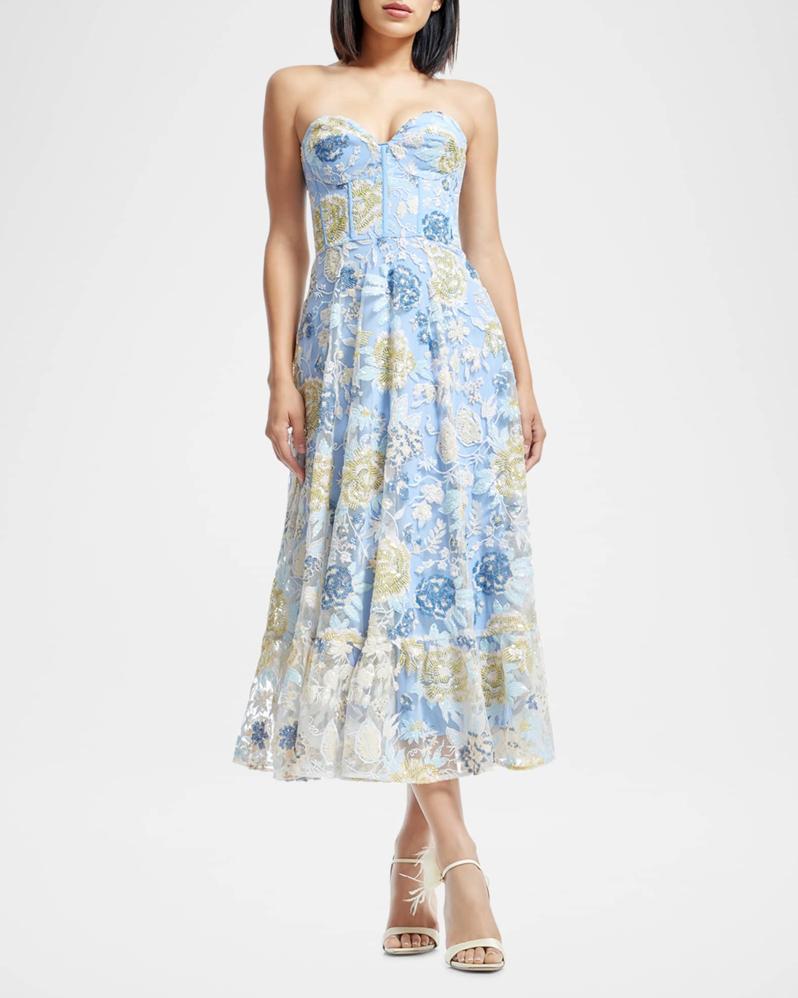 Lauren Strapless Sequin Embroidered Midi Dress 1