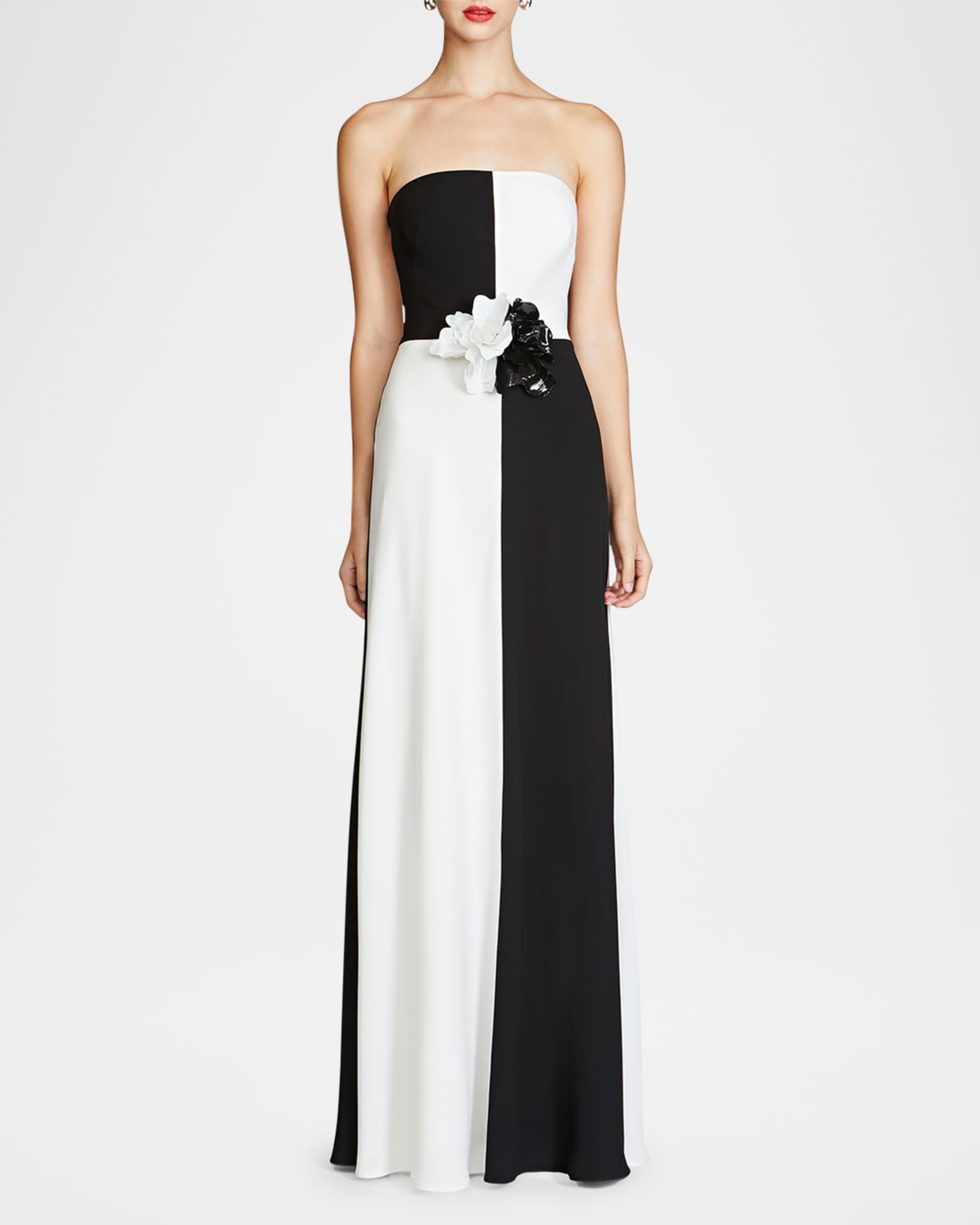 Cassia Strapless Two-Tone Floral Applique Gown 1