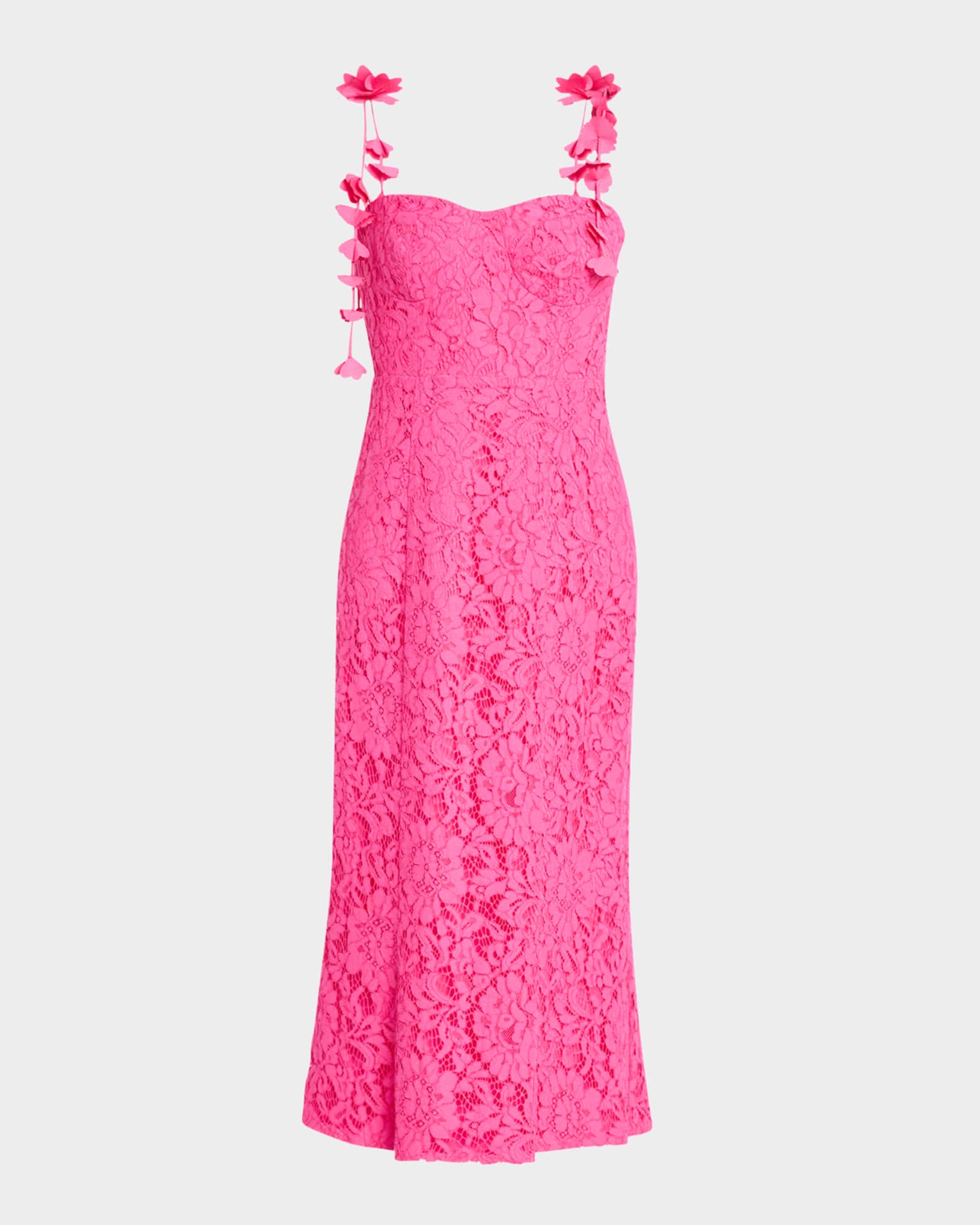 Applique-Embellished Lace Midi Dress 0