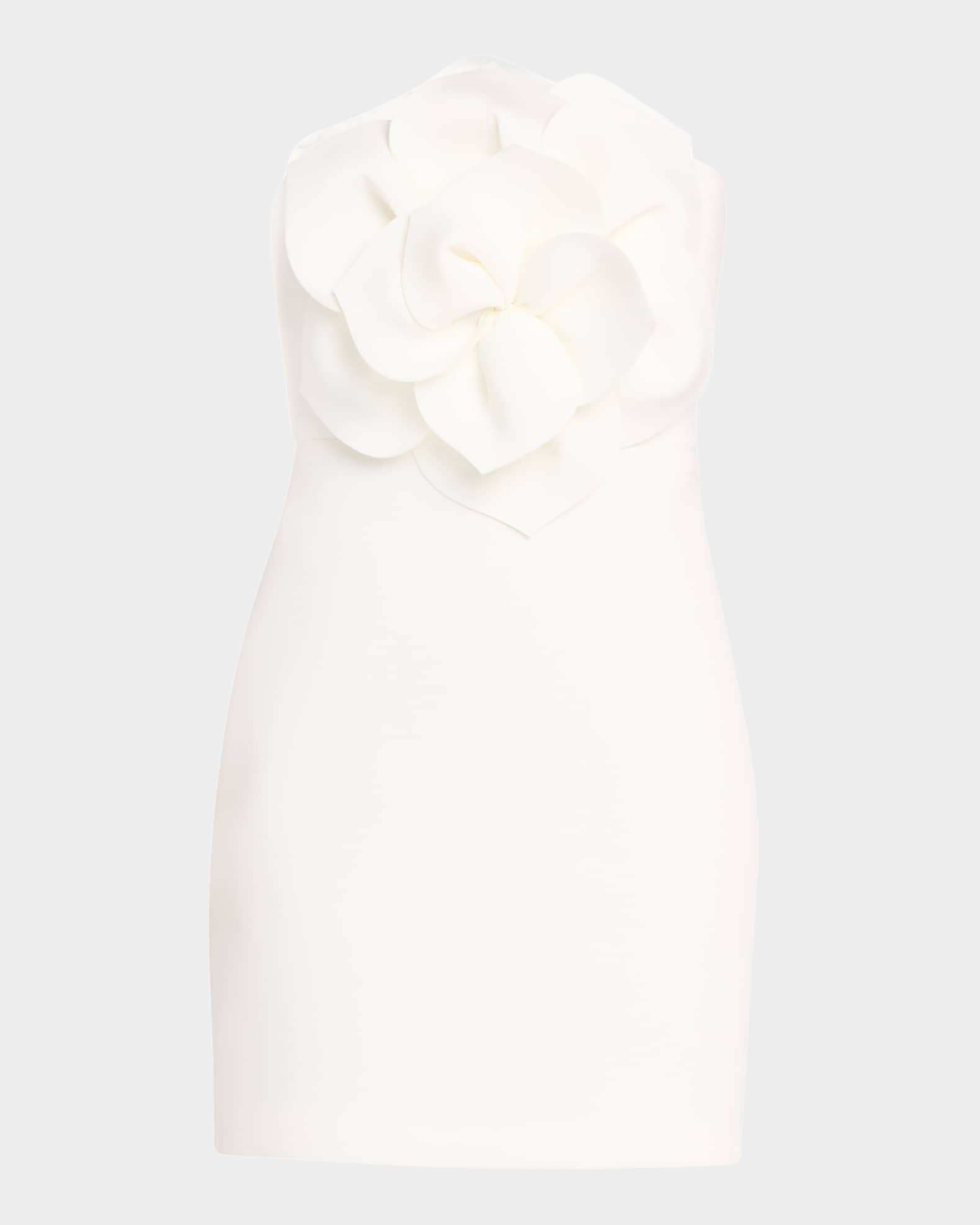 Strapless Rosette Bodice Scuba Mini Dress 0