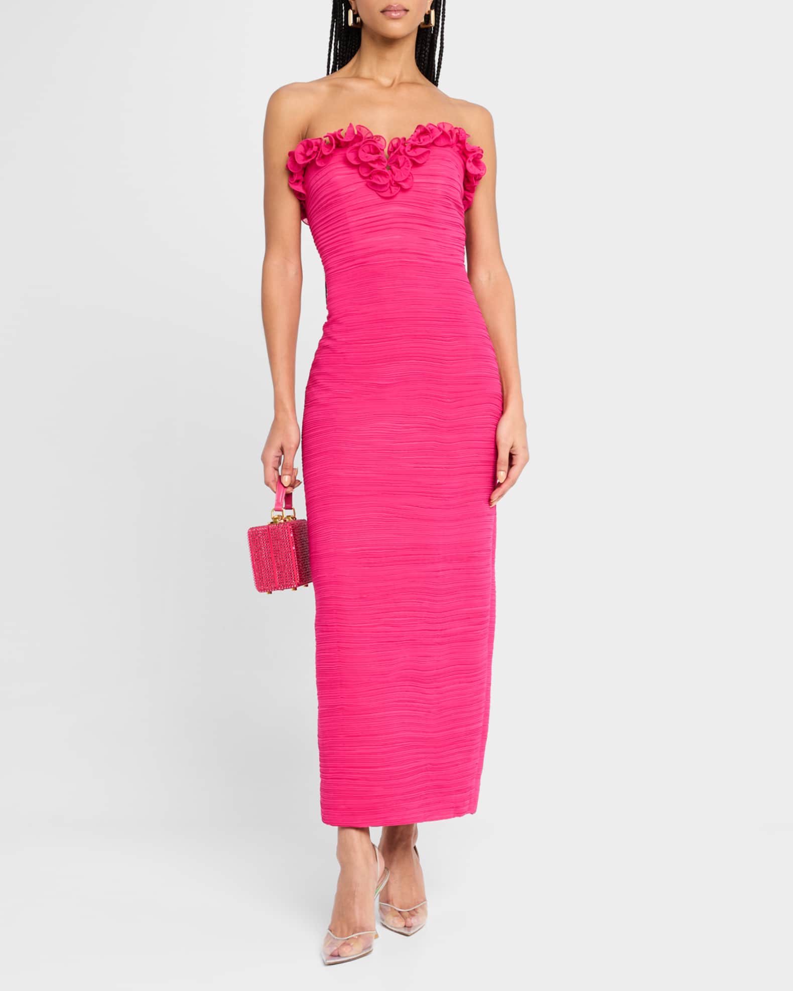 Strapless Shirred Georgette Maxi Dress 1
