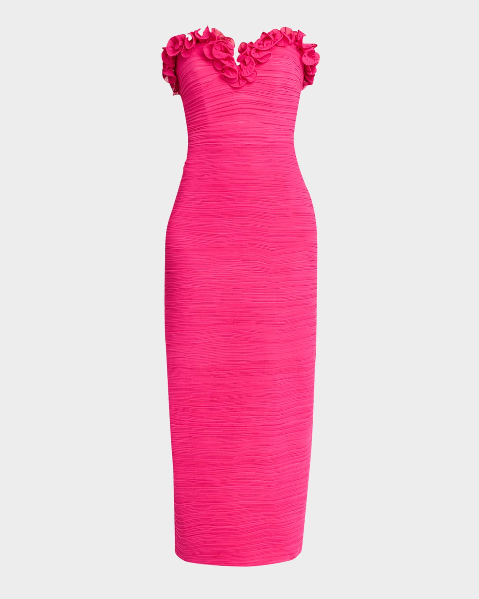 Strapless Shirred Georgette Maxi Dress 0