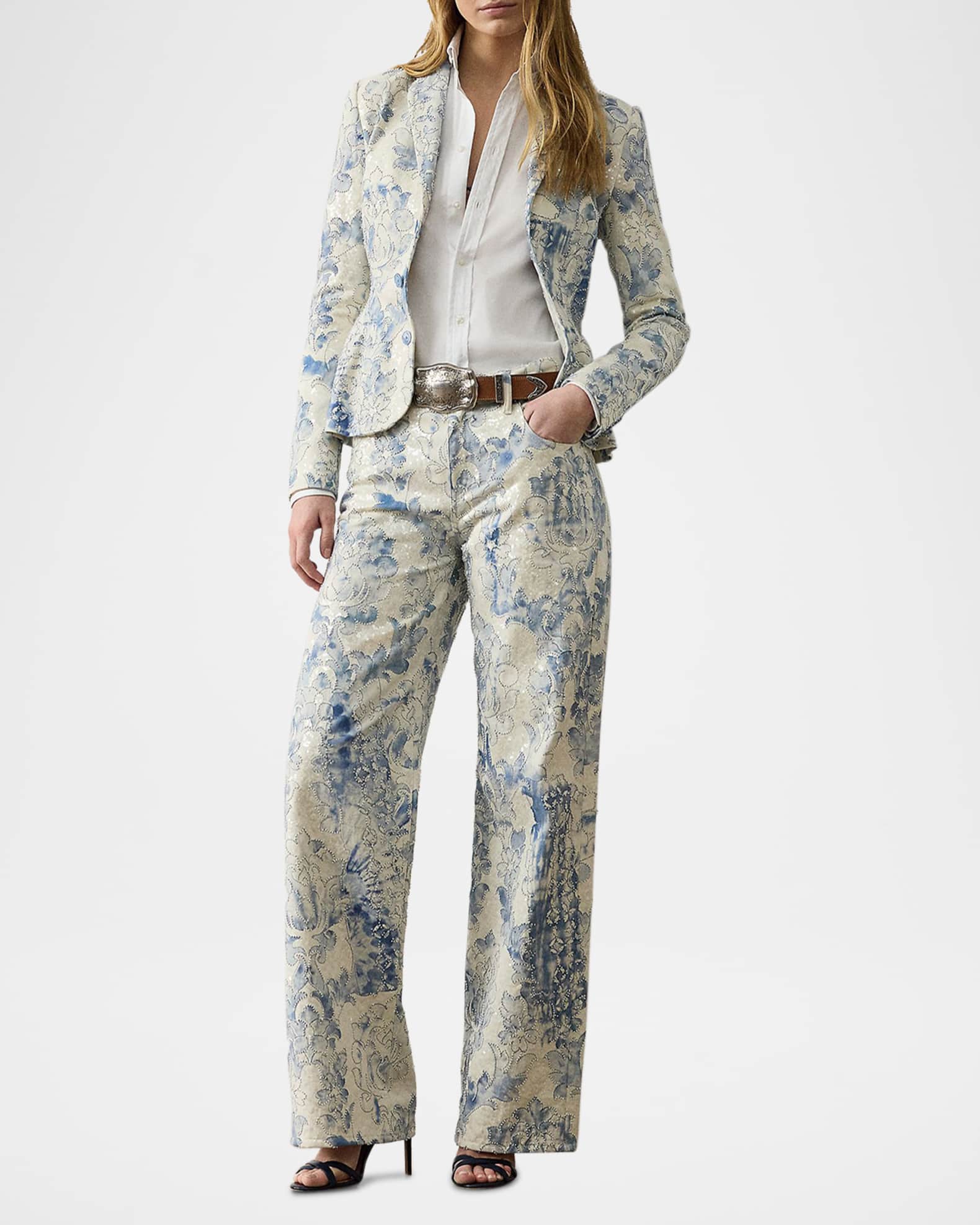 Amory Beaded Denim Single-Breasted Jacket 1