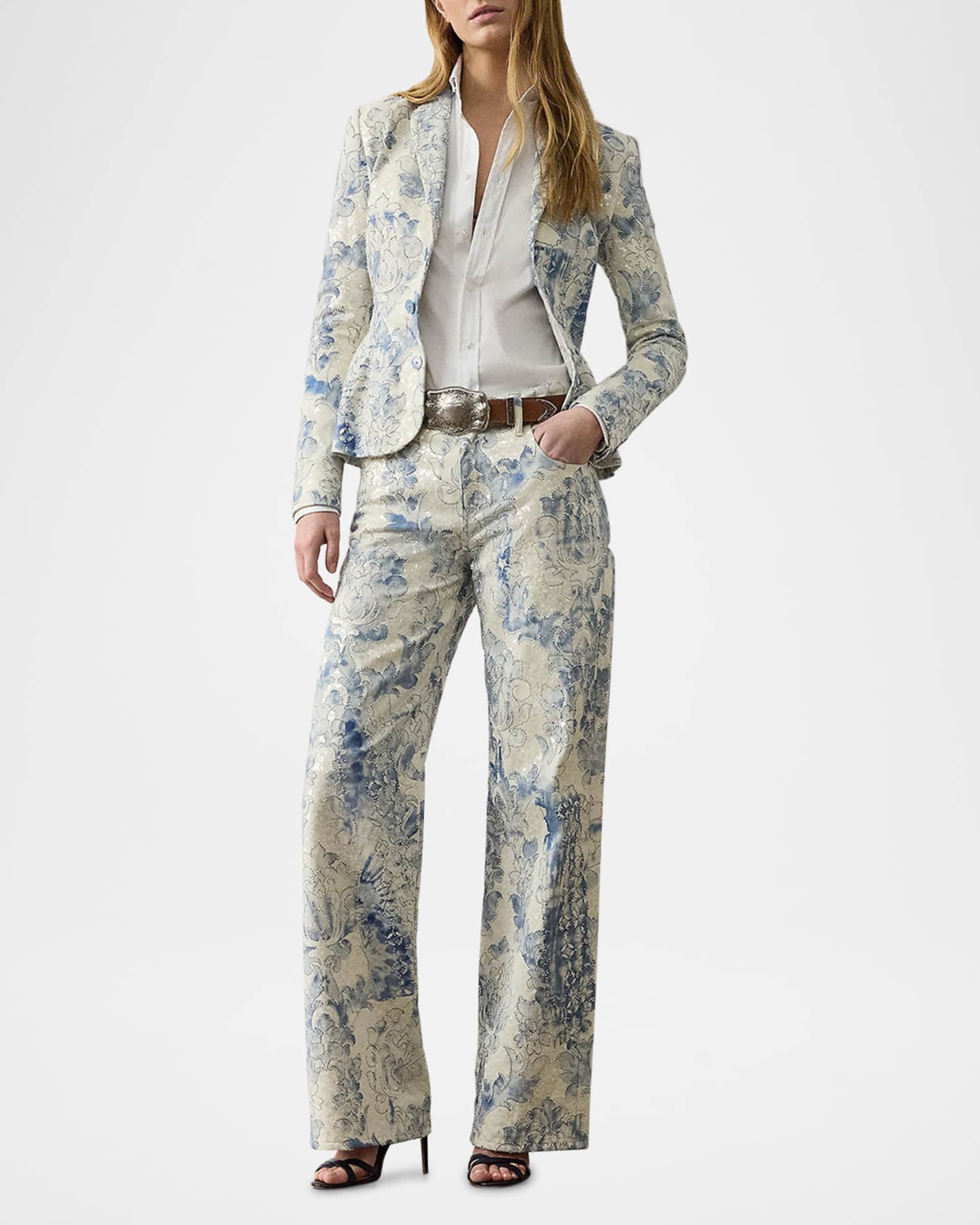 Beaded Mercer Wide-Leg Denim Jeans 1