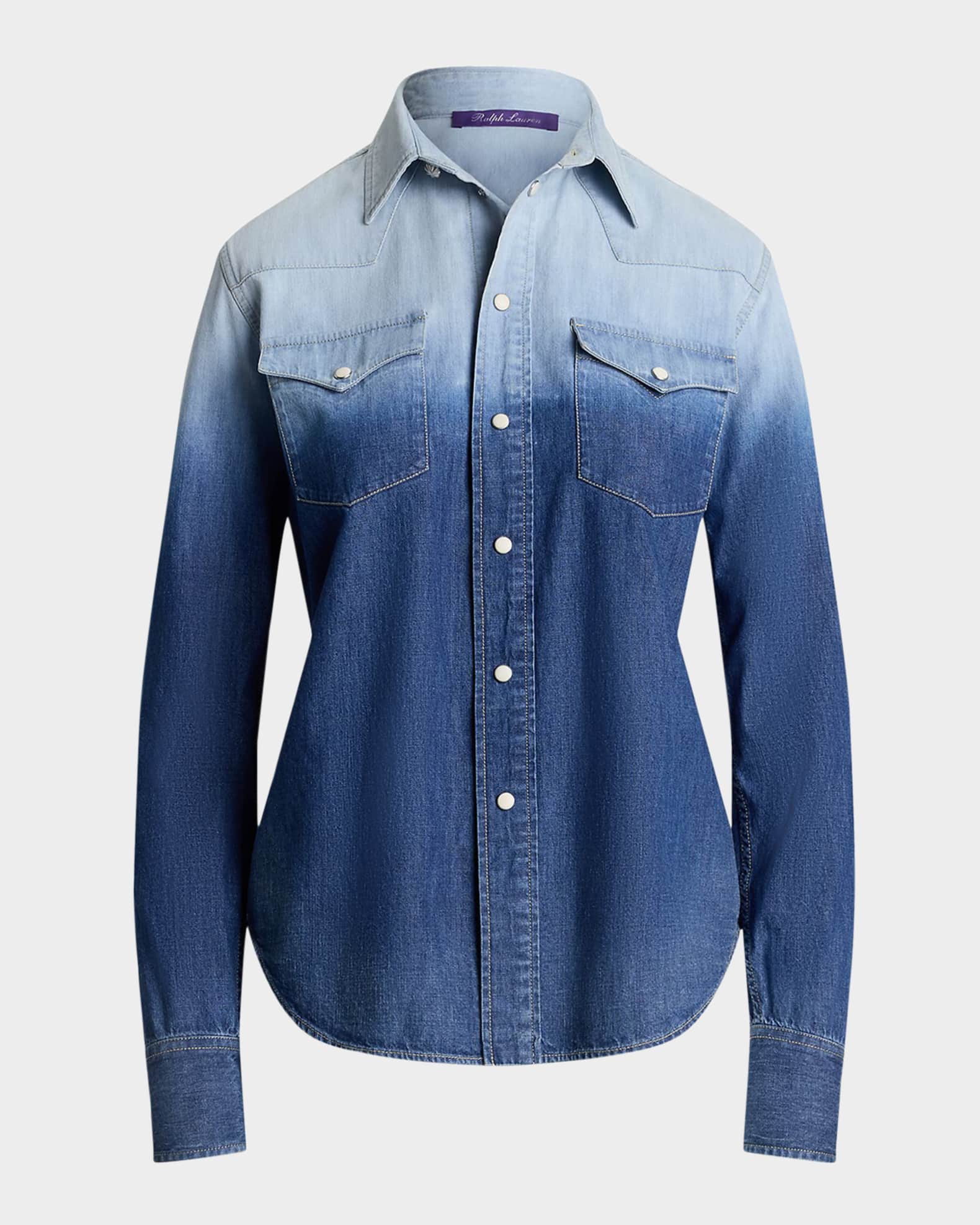 Payson Ombre Cotton Chambray Western Shirt 0