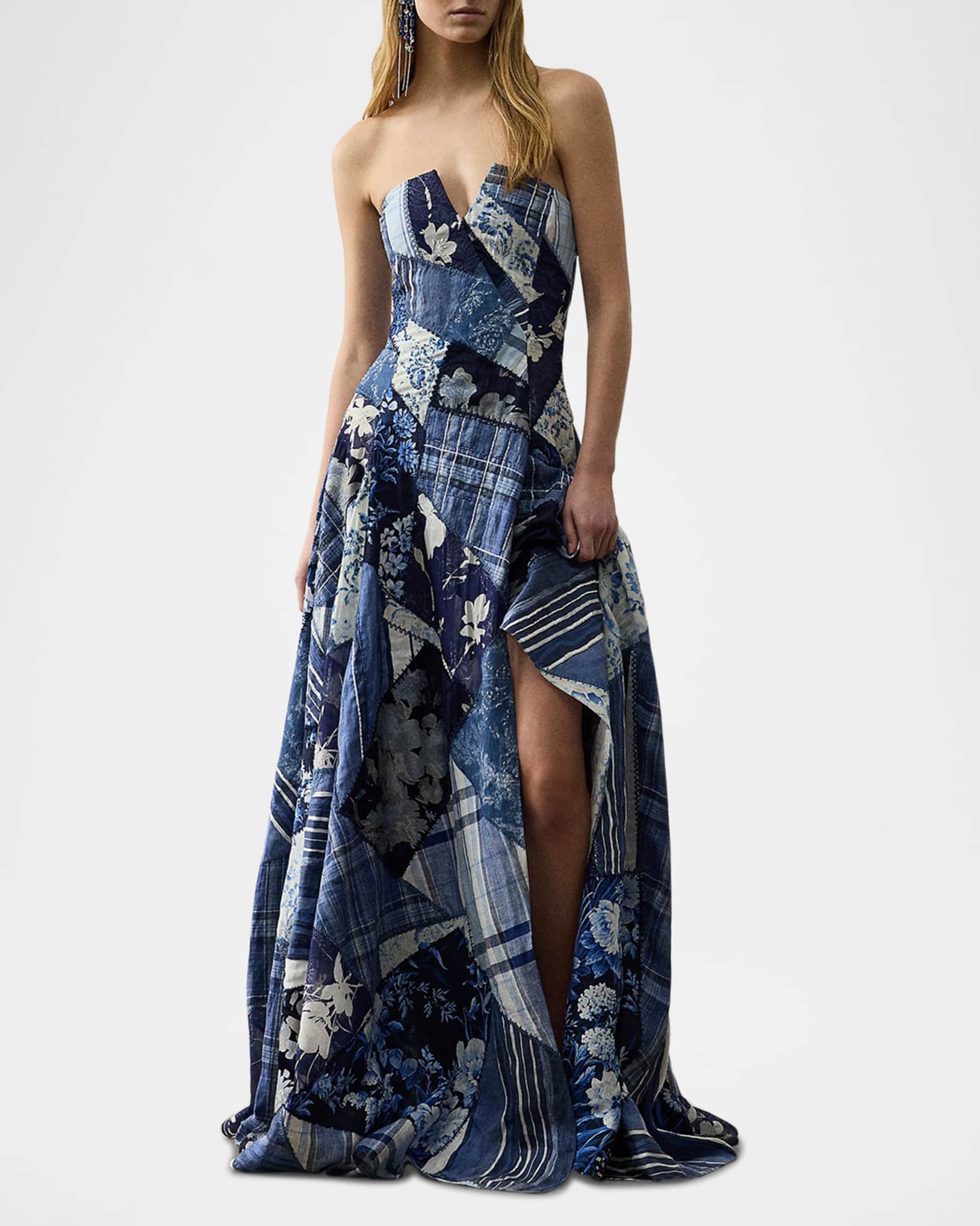 NM x RL Barrick Strapless Patchwork Bustier Gown 1