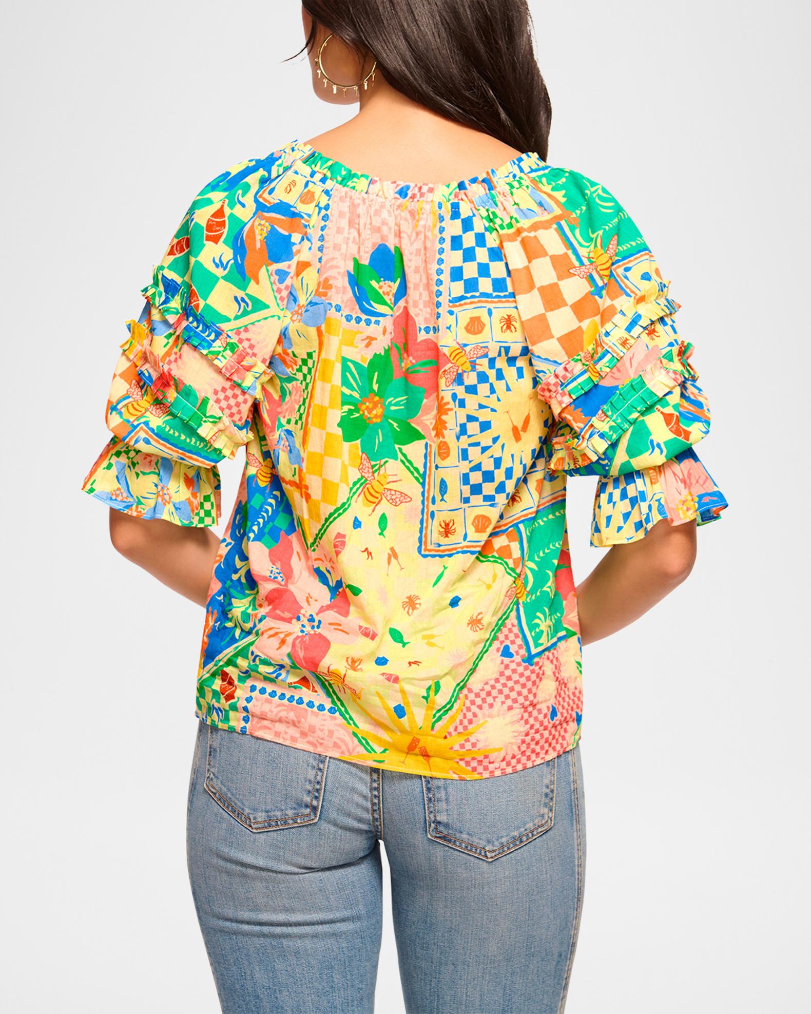Ramy Brook Lula Garden Puff-Sleeve Top | Neiman Marcus