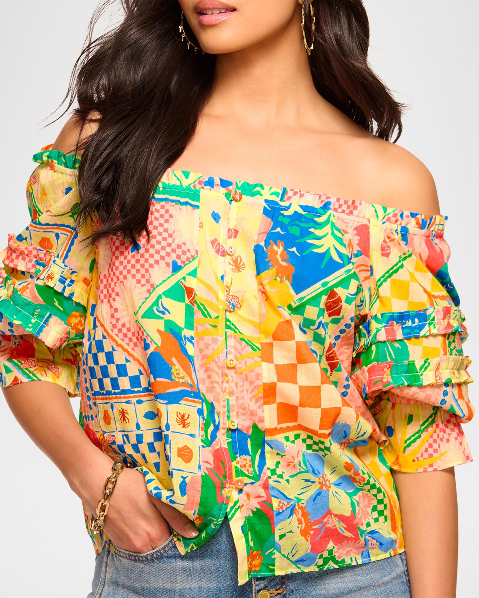 Ramy Brook Lula Garden Puff-Sleeve Top | Neiman Marcus