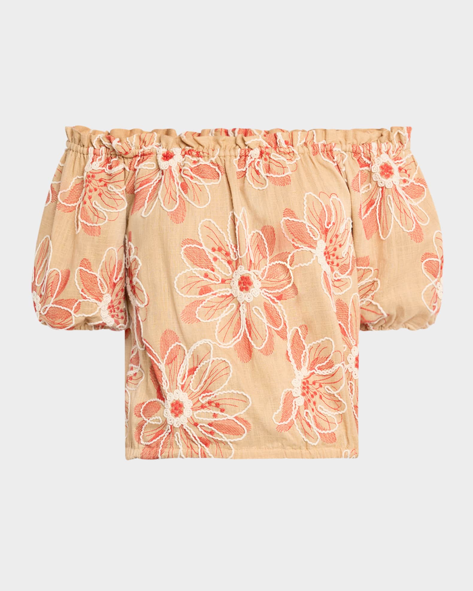 Lana Floral Embroidered Off-Shoulder Blouse 0