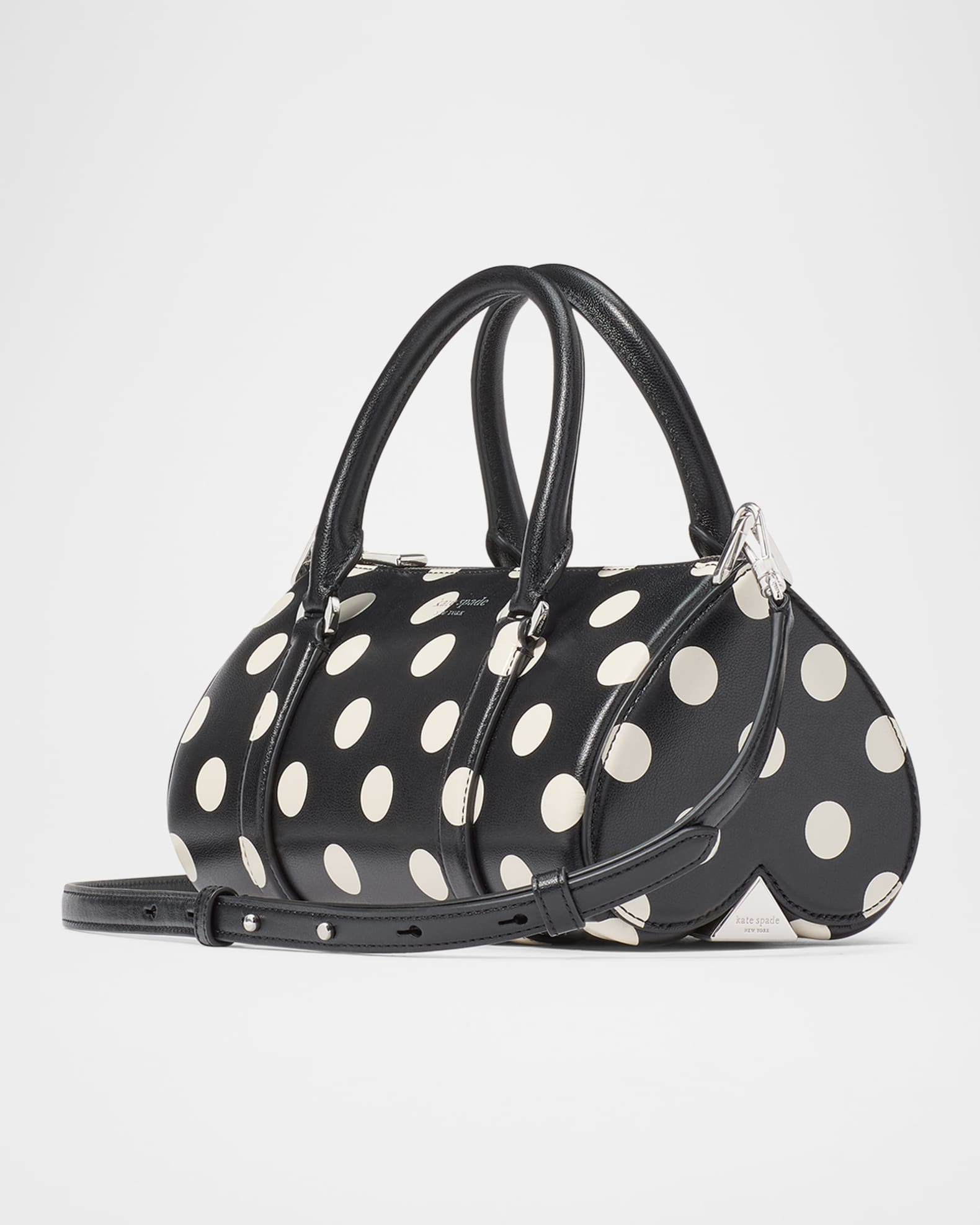 spade icon small polka dot leather barrel top-handle bag 1