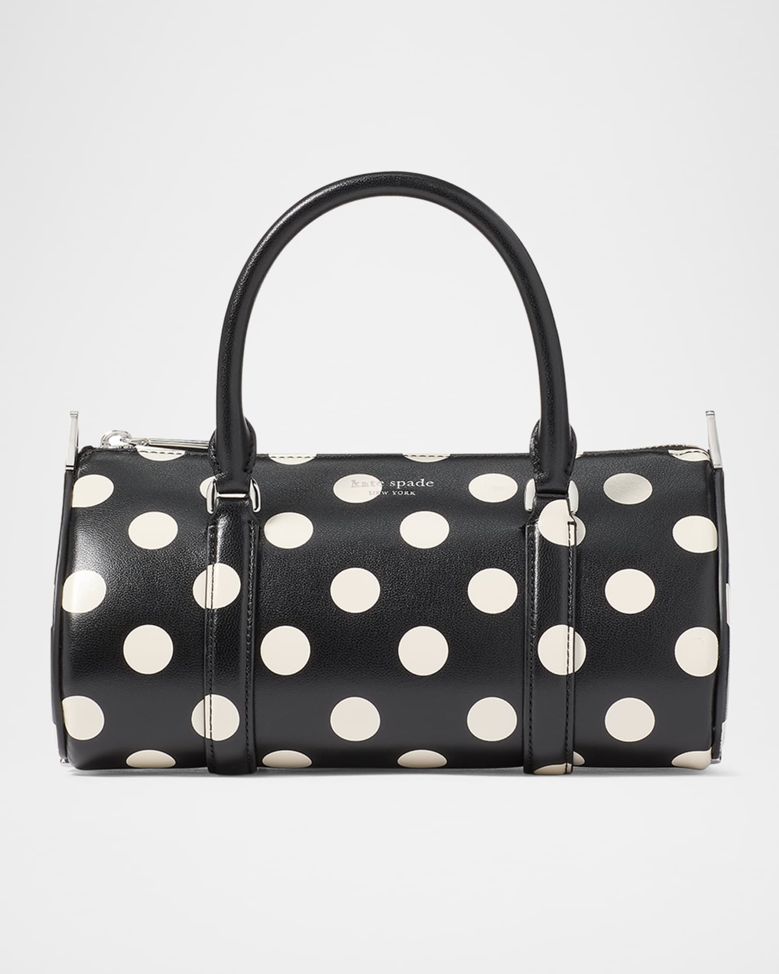 spade icon small polka dot leather barrel top-handle bag 0