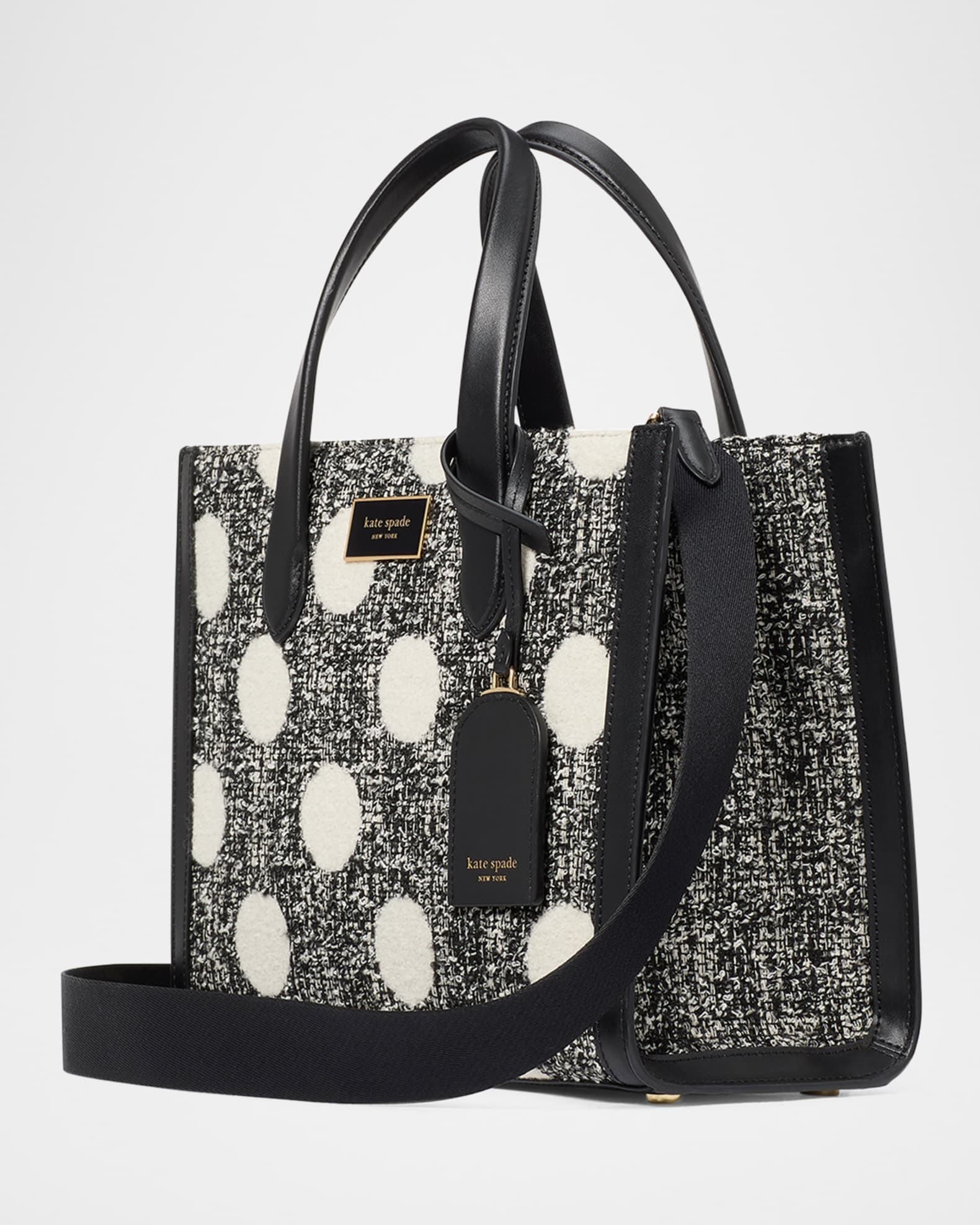 manhattan small polk dot tweed tote bag 1