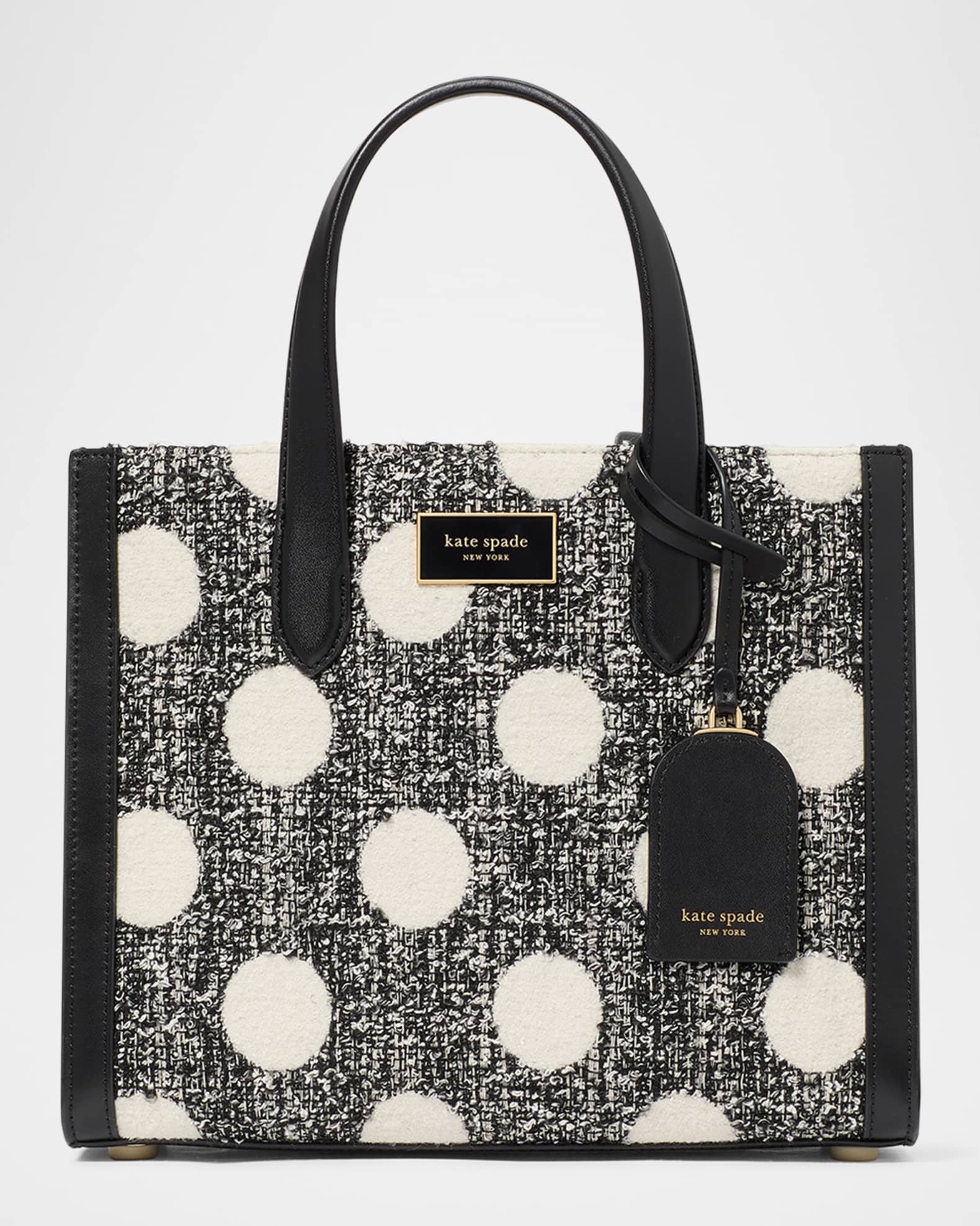manhattan small polk dot tweed tote bag 0