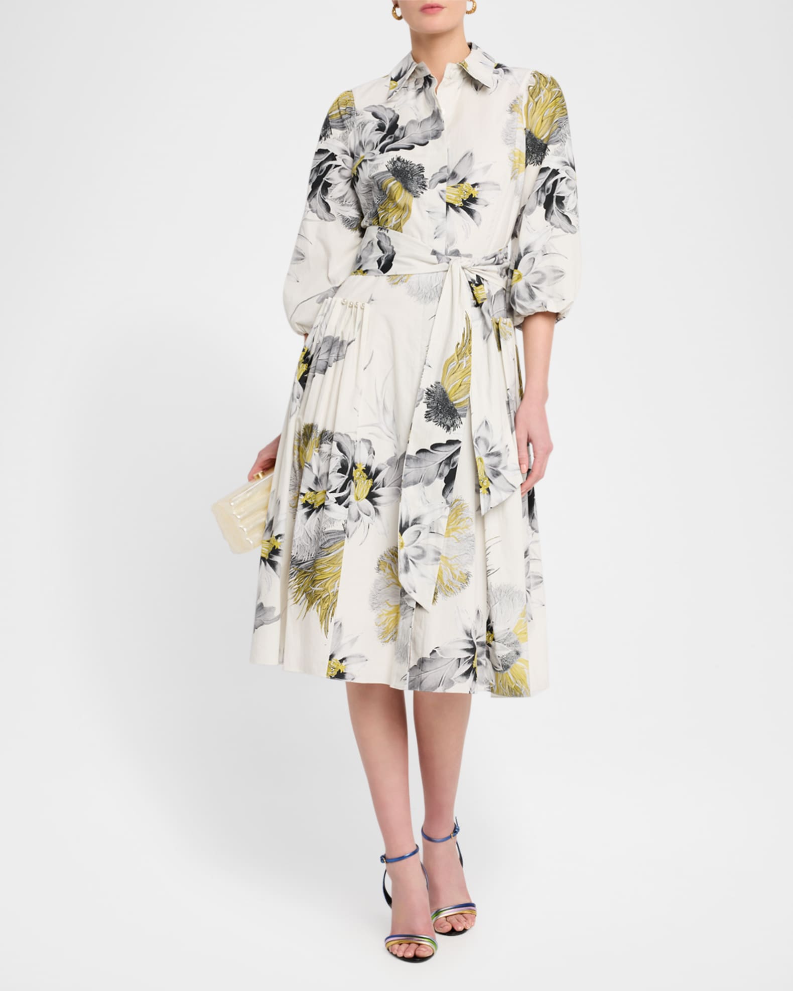 Floral-Print Cotton Midi Shirtdress 1