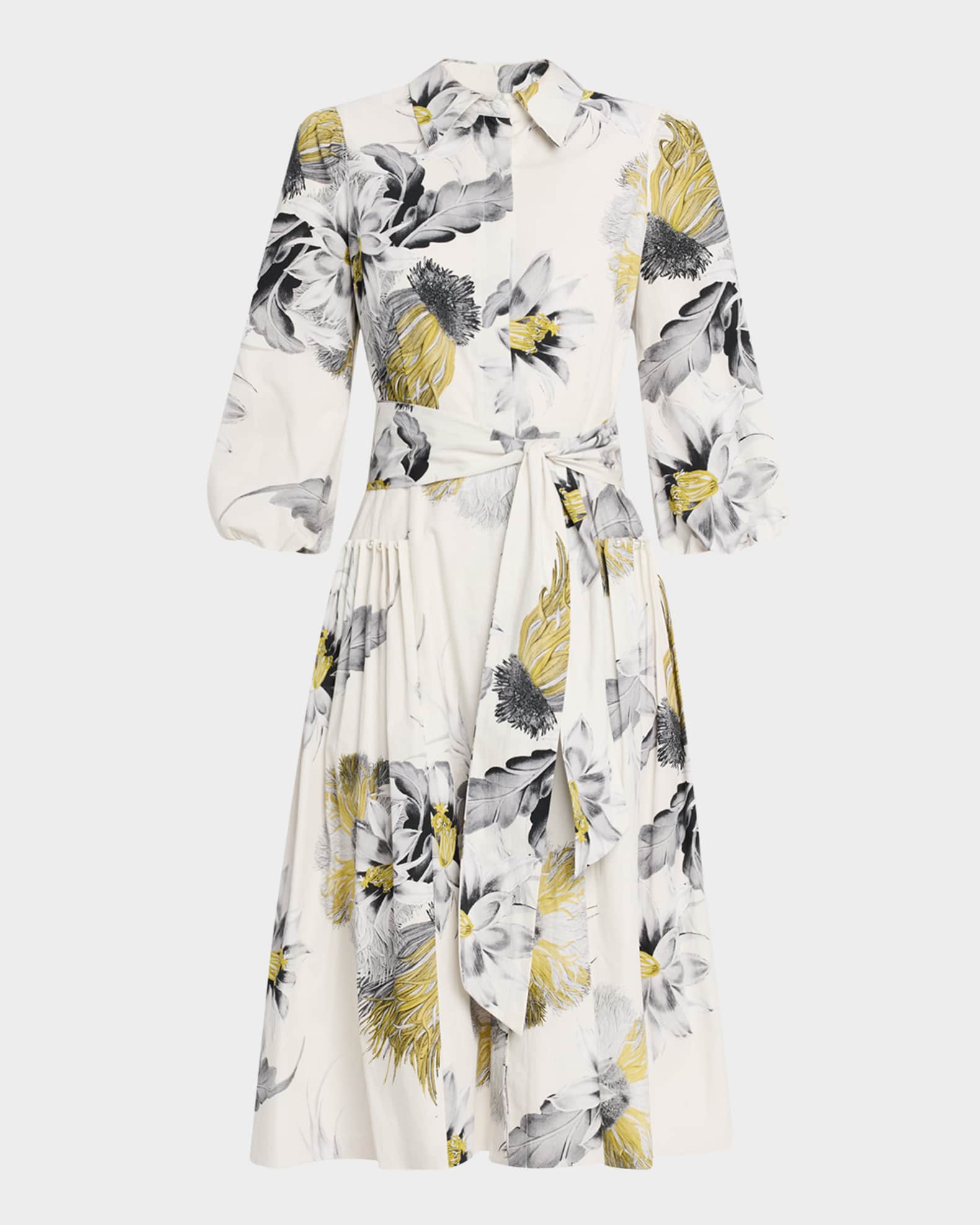 Floral-Print Cotton Midi Shirtdress 0