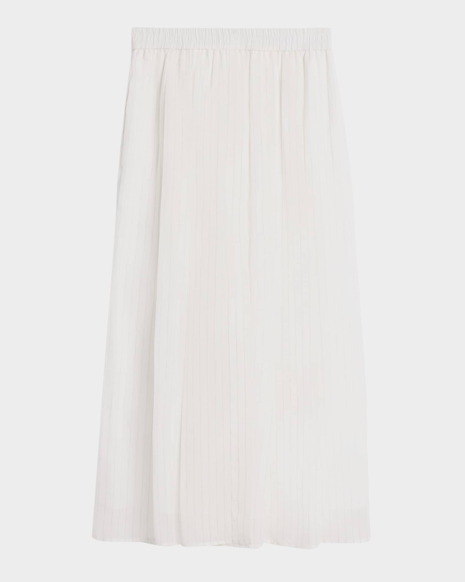 Brunello Cucinelli Pinstripe Cotton Gauze Midi Pull-On Skirt