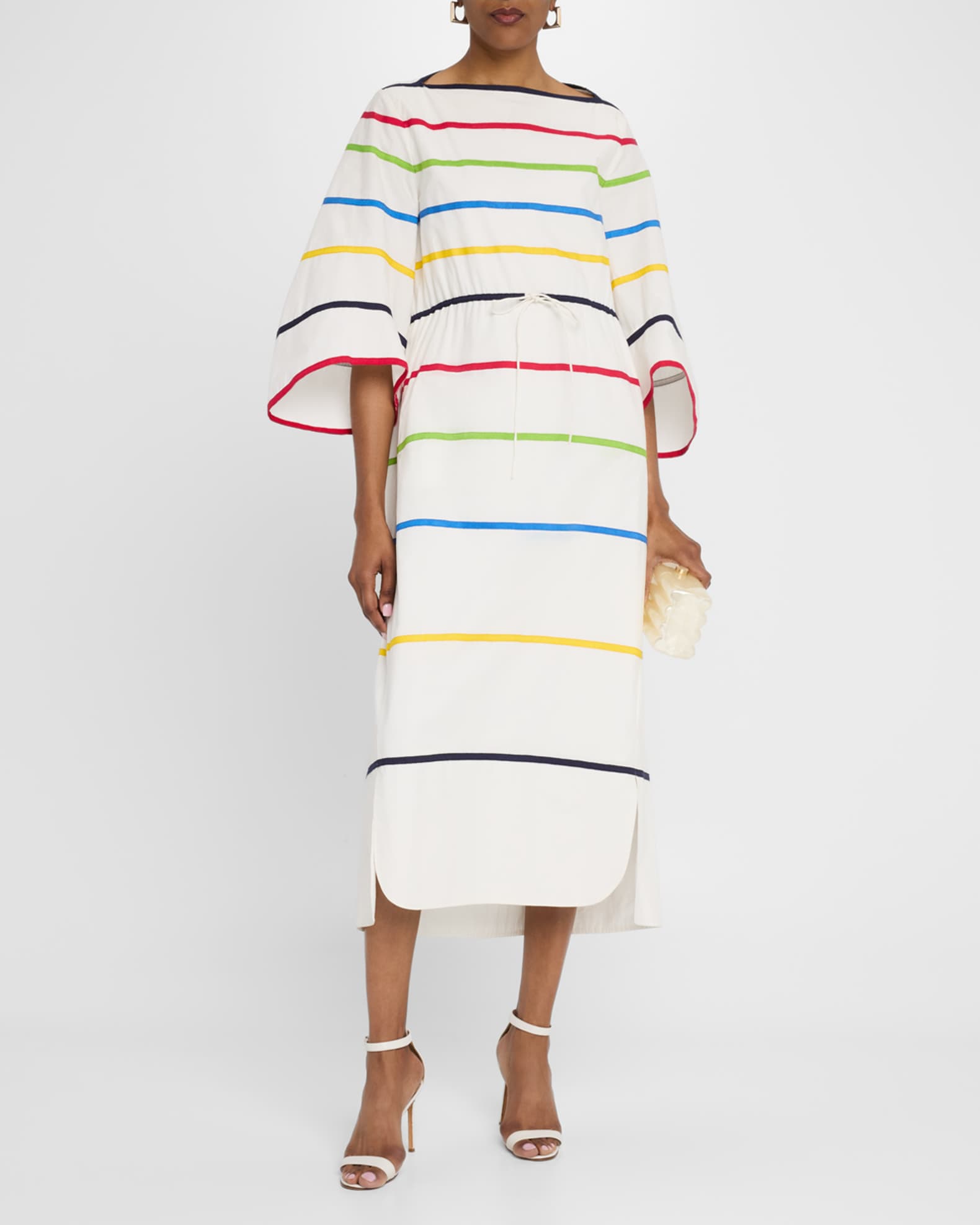 Ribbon Striped Midi Caftan Dress 1