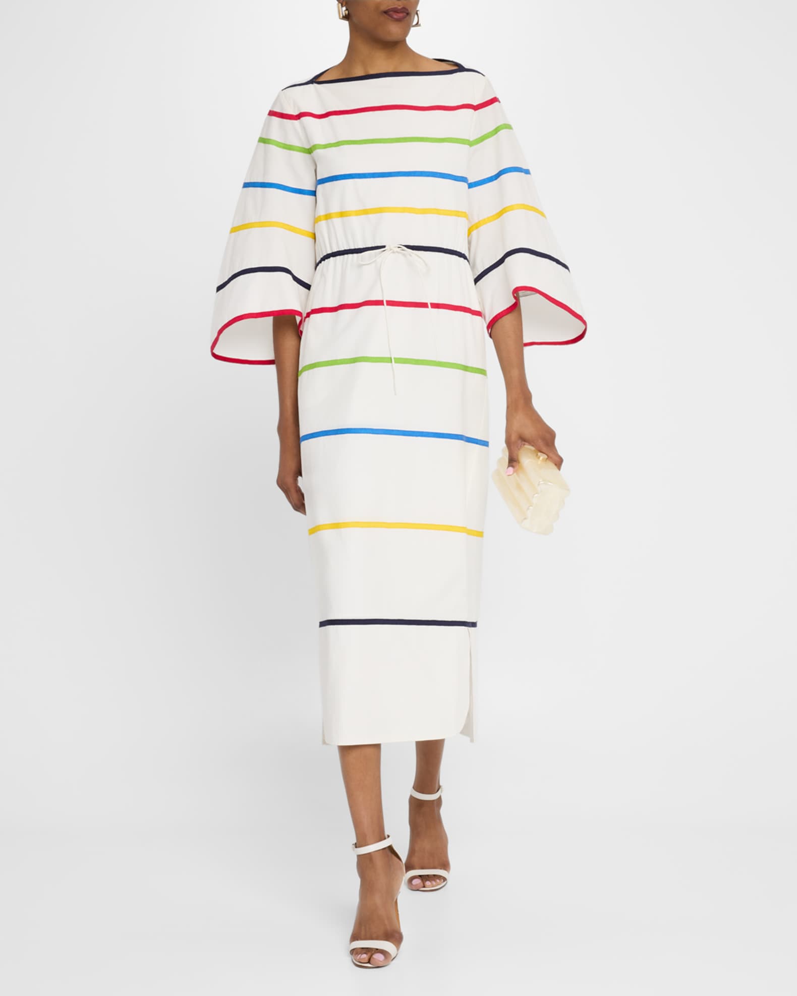 Rosie Assoulin Ribbon Striped Midi Caftan Dress | Neiman Marcus