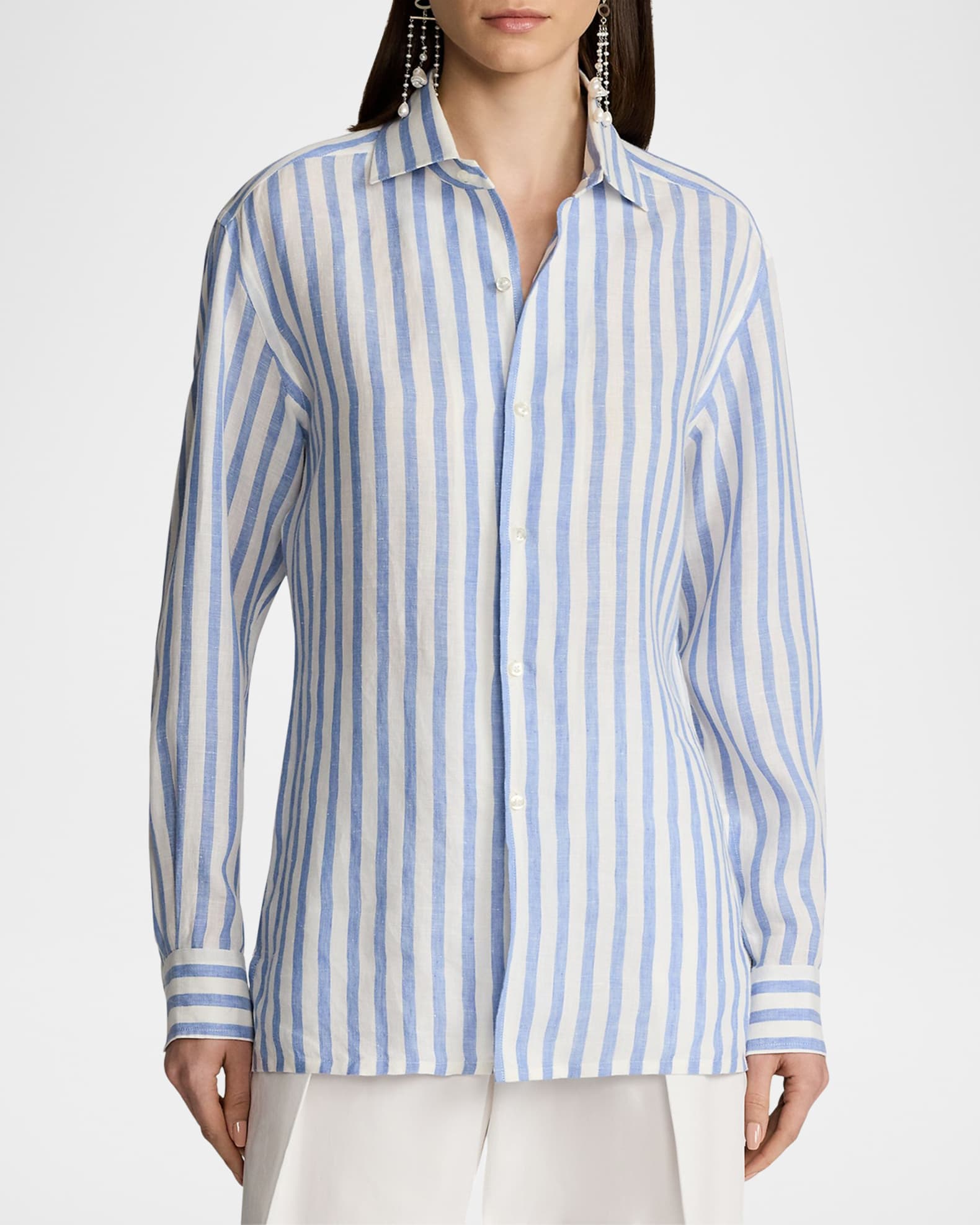 Ralph Lauren Collection Capri Striped Linen Shirt | Neiman