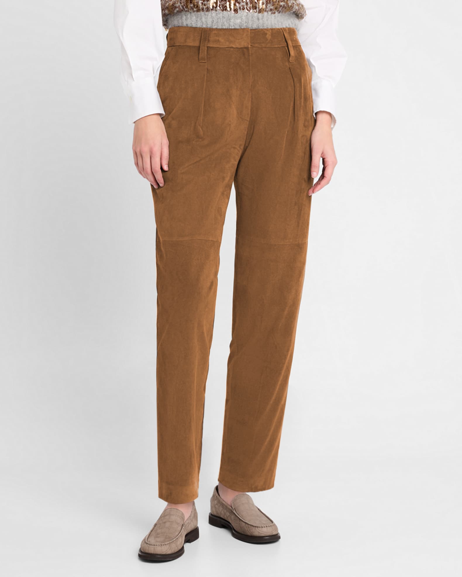 パンツ BRUNELLO CUCINELLI Women Straight Pants ML140P8721 BROWN Brunello Cucinelli Straight Leg Brown Pants