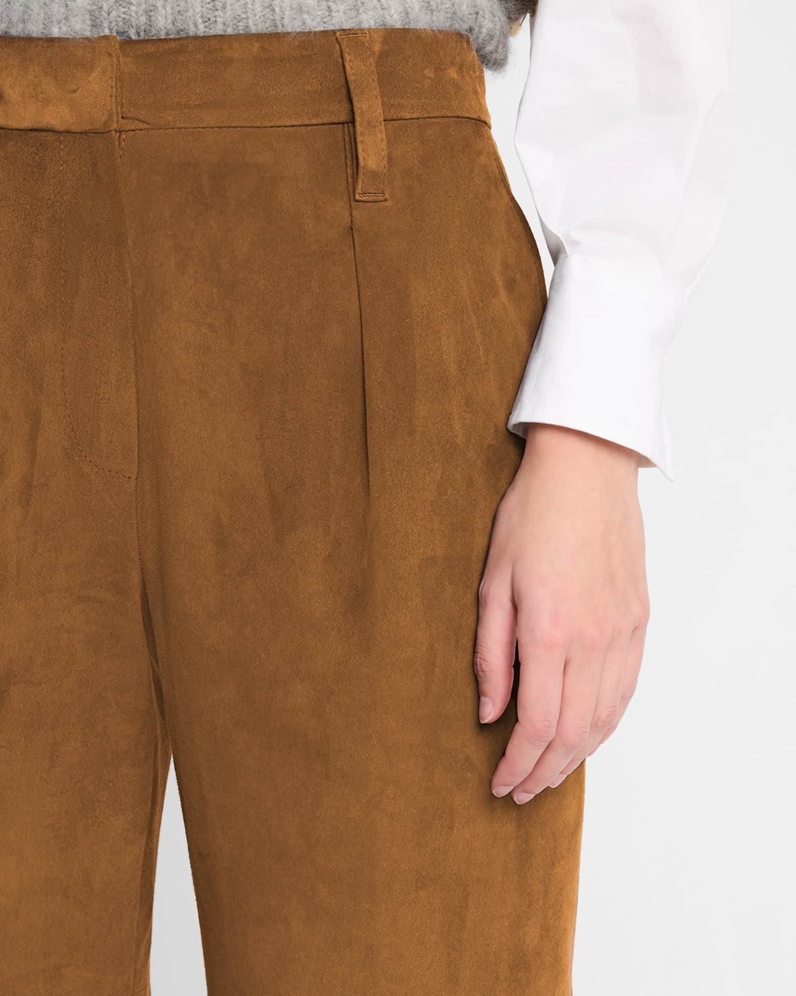 パンツ BRUNELLO CUCINELLI FW25 Crop pants (MH827SN799 C7235) Brunello Cucinelli Cropped Suede Trousers | Neiman Marcus