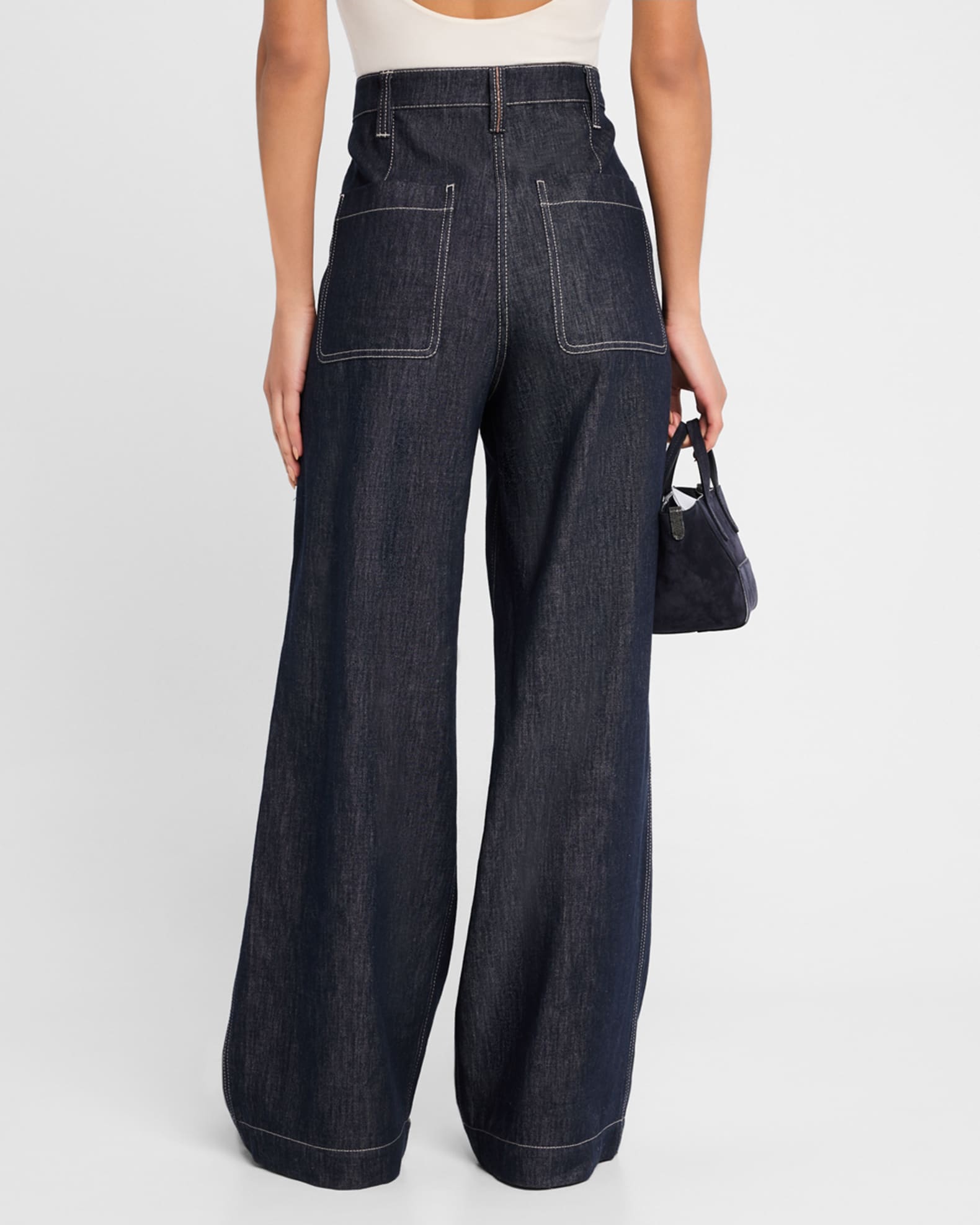 Brunello Cucinelli Double-Pleated Wide-Leg Jeans | Neiman Marcus