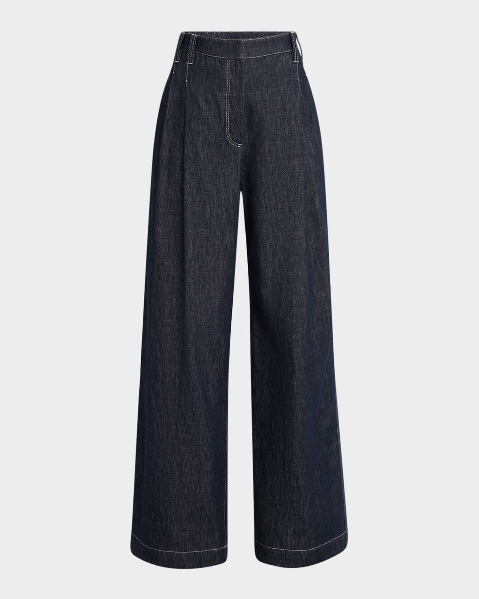 デニム・ジーパン Brunello Cucinelli Wide-Leg Jeans In Denim And Lurex Brunello Cucinelli wide-leg Jeans | Blue | FARFETCH