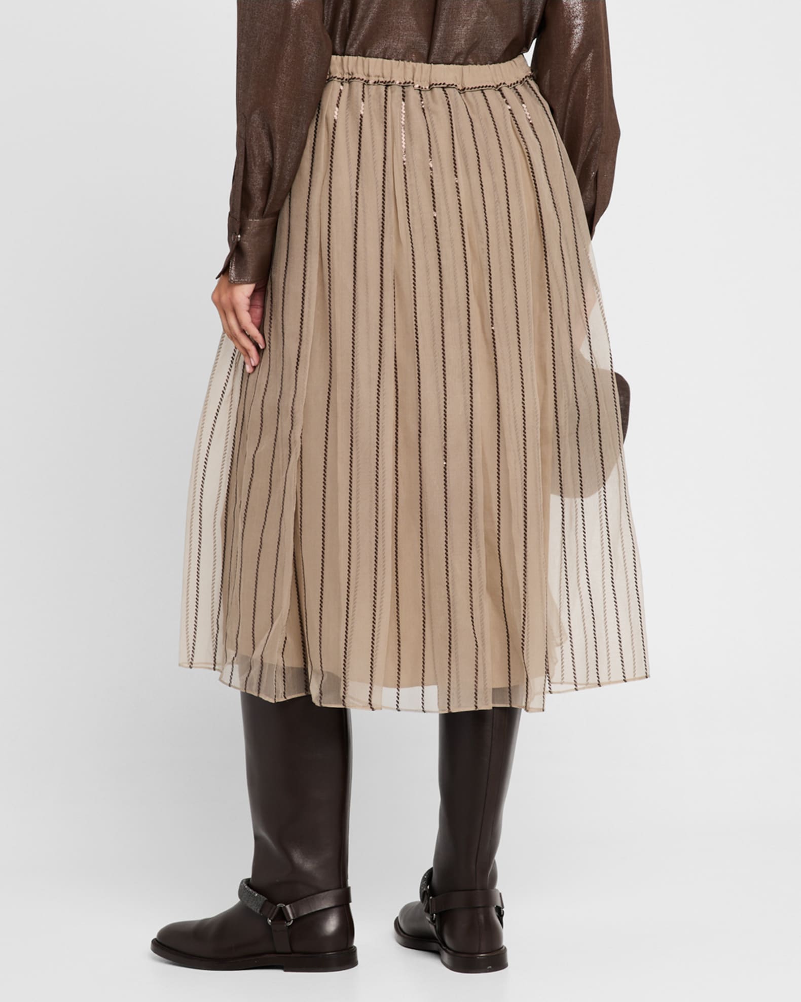 Brunello Cucinelli Regimental Paillette Crispy Silk Chiffon