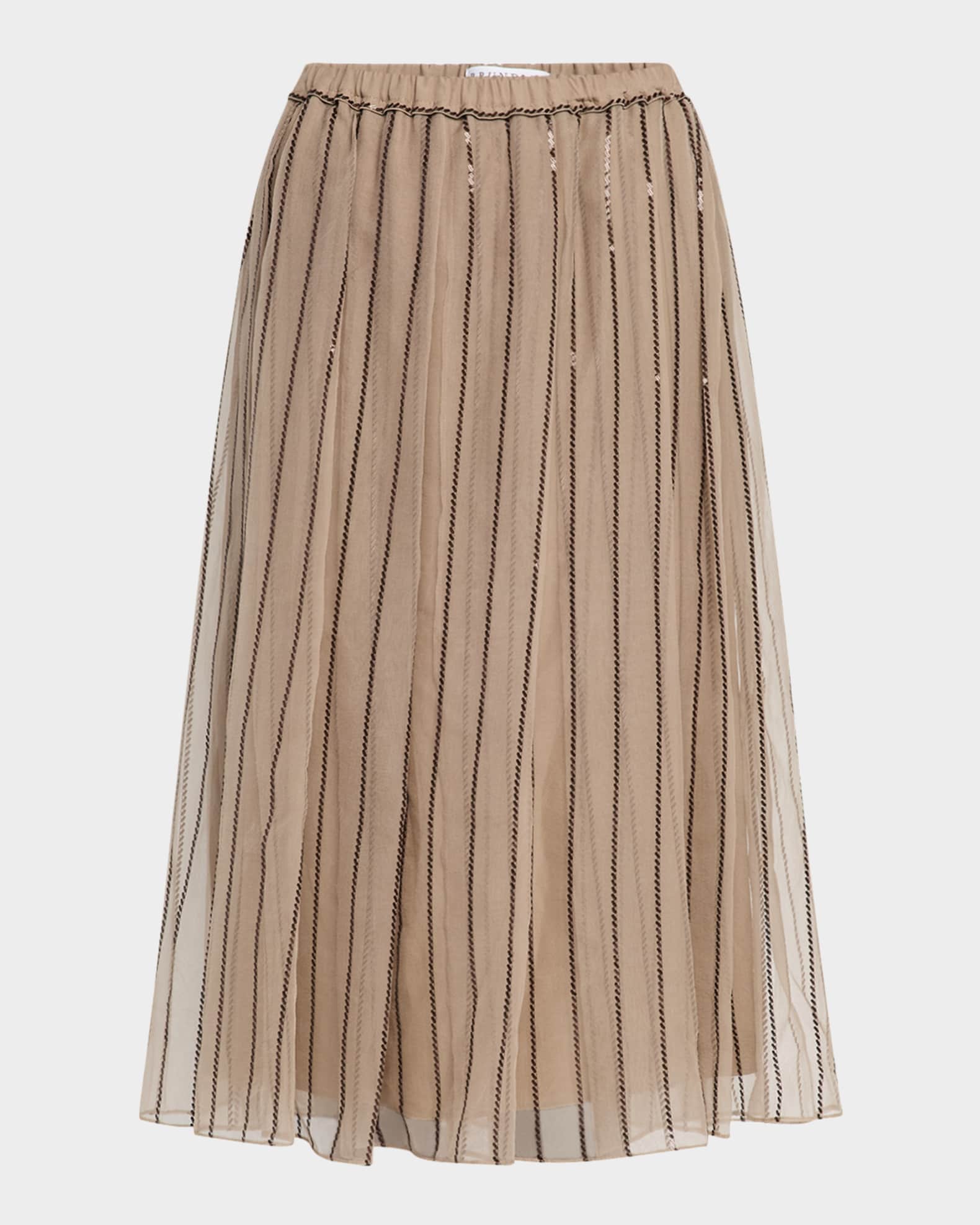 Regimental Paillette Crispy Silk Chiffon Midi Skirt 0