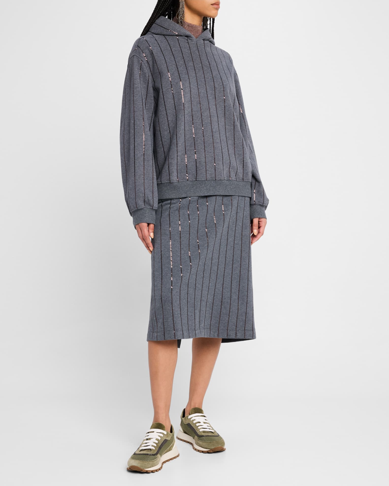 Regimental Paillette Fleece Midi Skirt 1