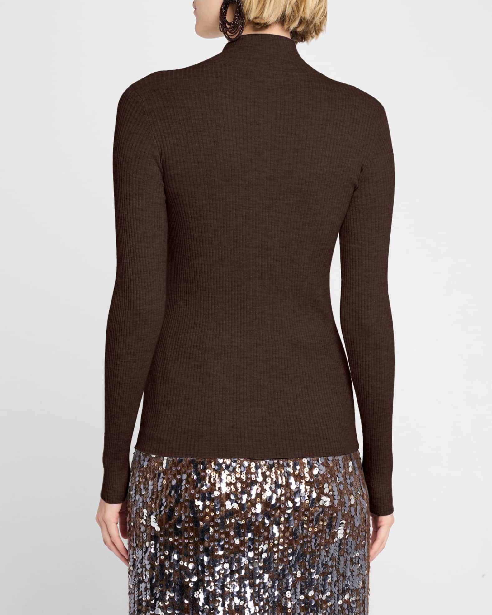 【美品】✨ BRUNELLO CUCINELLI モニーレシャツ　Lサイズ Brunello Cucinelli Ribbed Long-Sleeve Monili Zip-Up Top