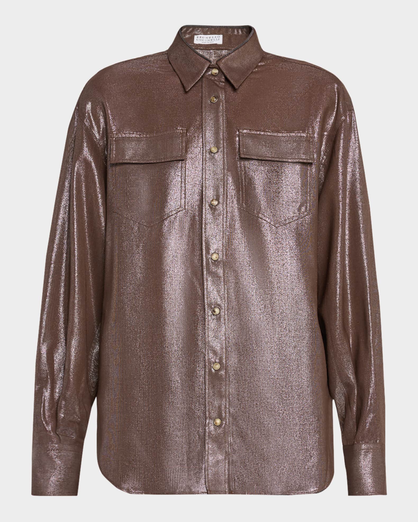 Metallic Double-Pocket Blouse  0