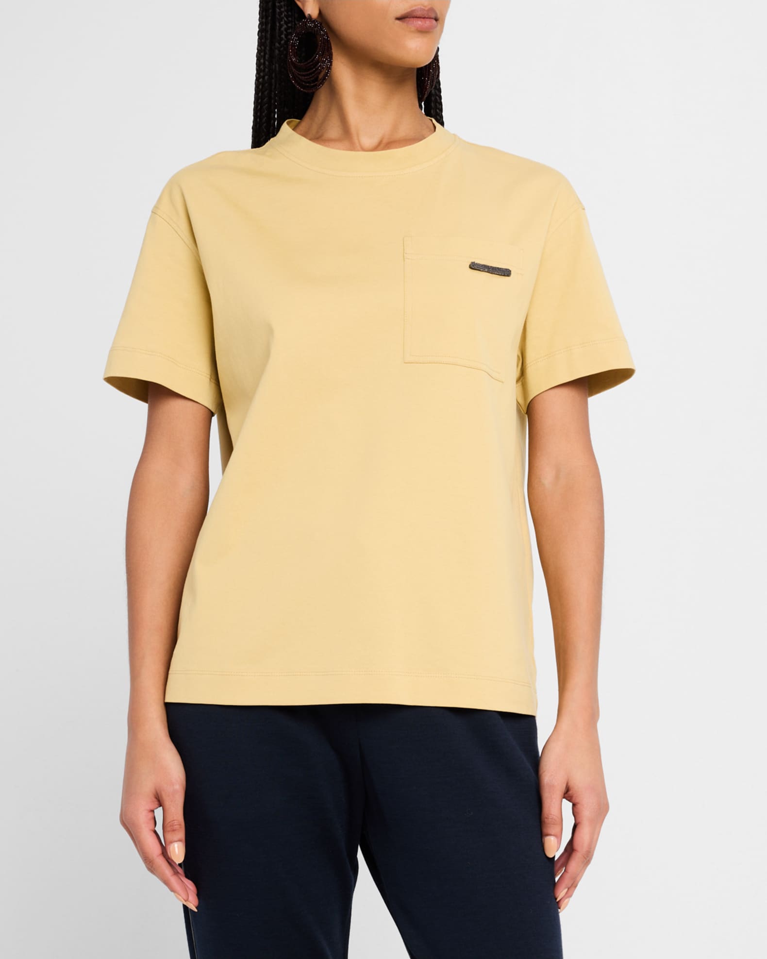 Brunello Cucinelli Crewneck T-Shirt with Monili Pocket
