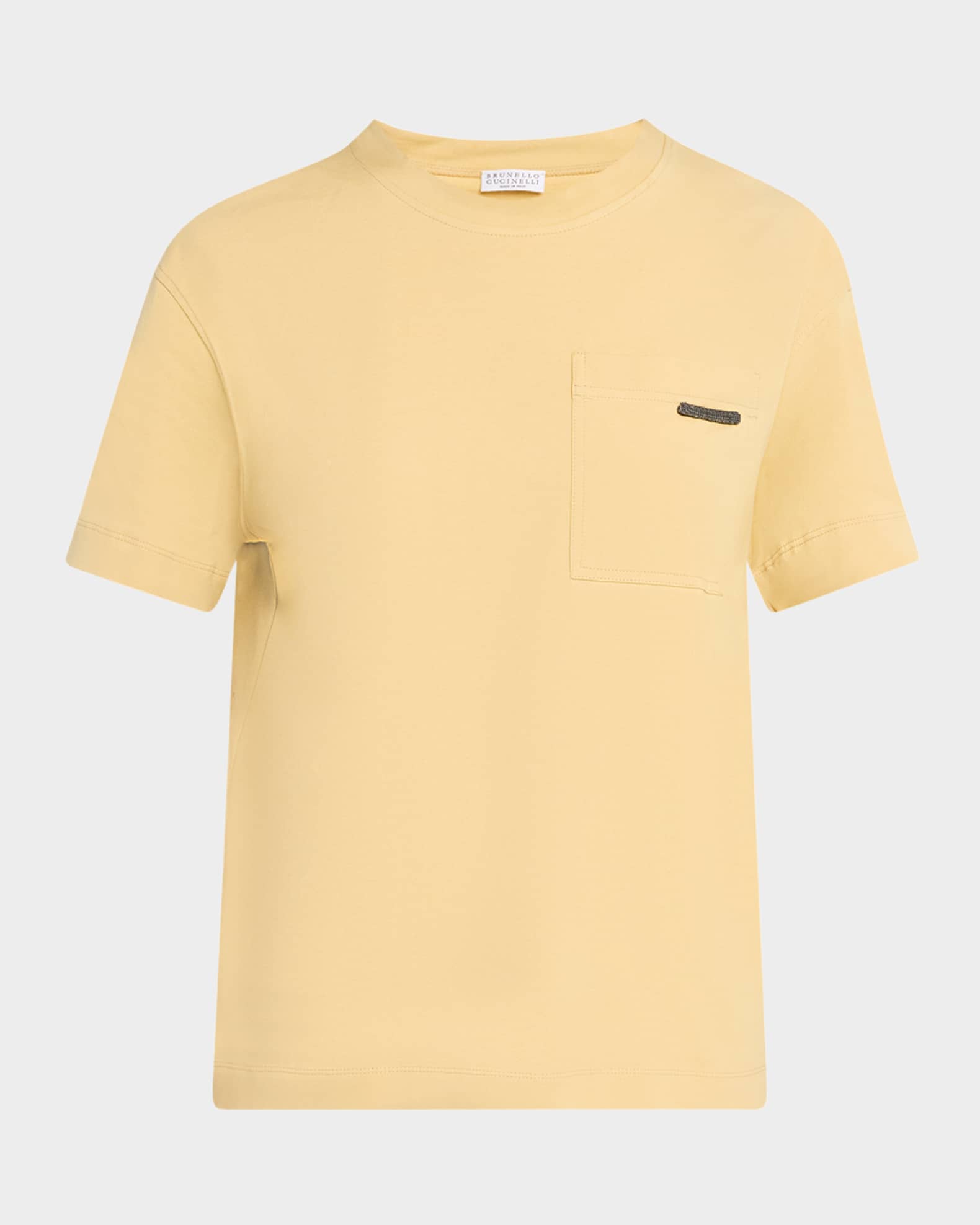 Tシャツ・カットソー BRUNELLO CUCINELLI SS25 T-shirt Monile (ML929HA810 C004) Brunello Cucinelli logo-embroidered Cotton T-shirt | Blue